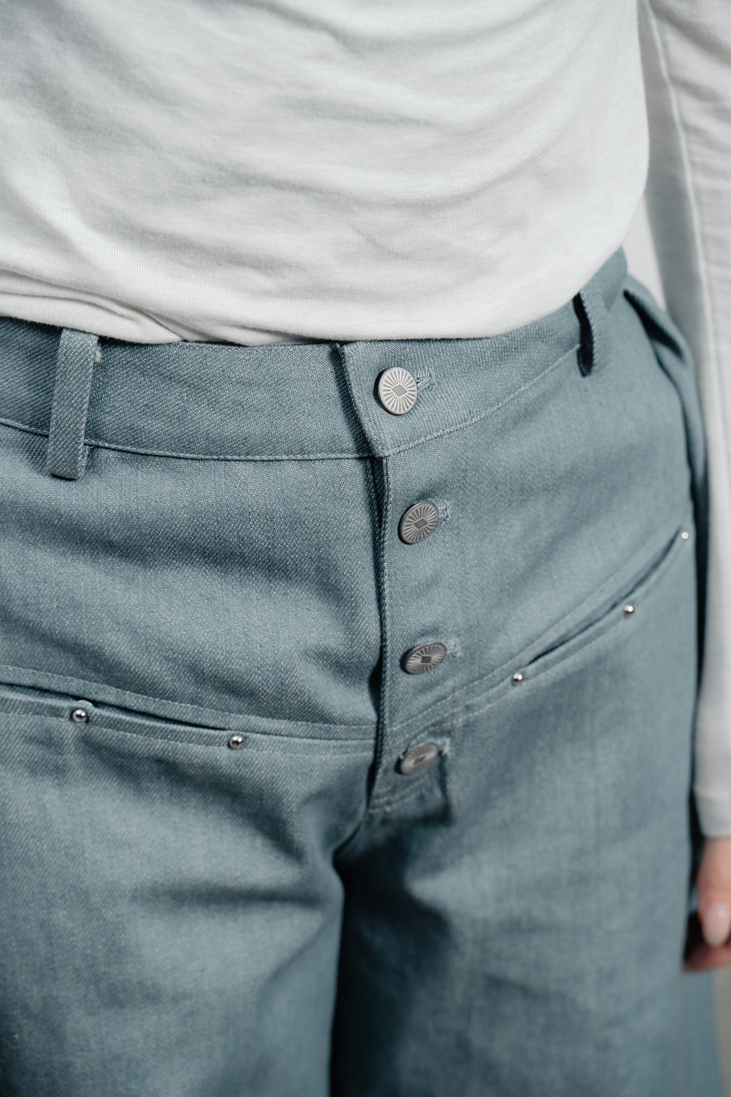 Denim Curved Trousers