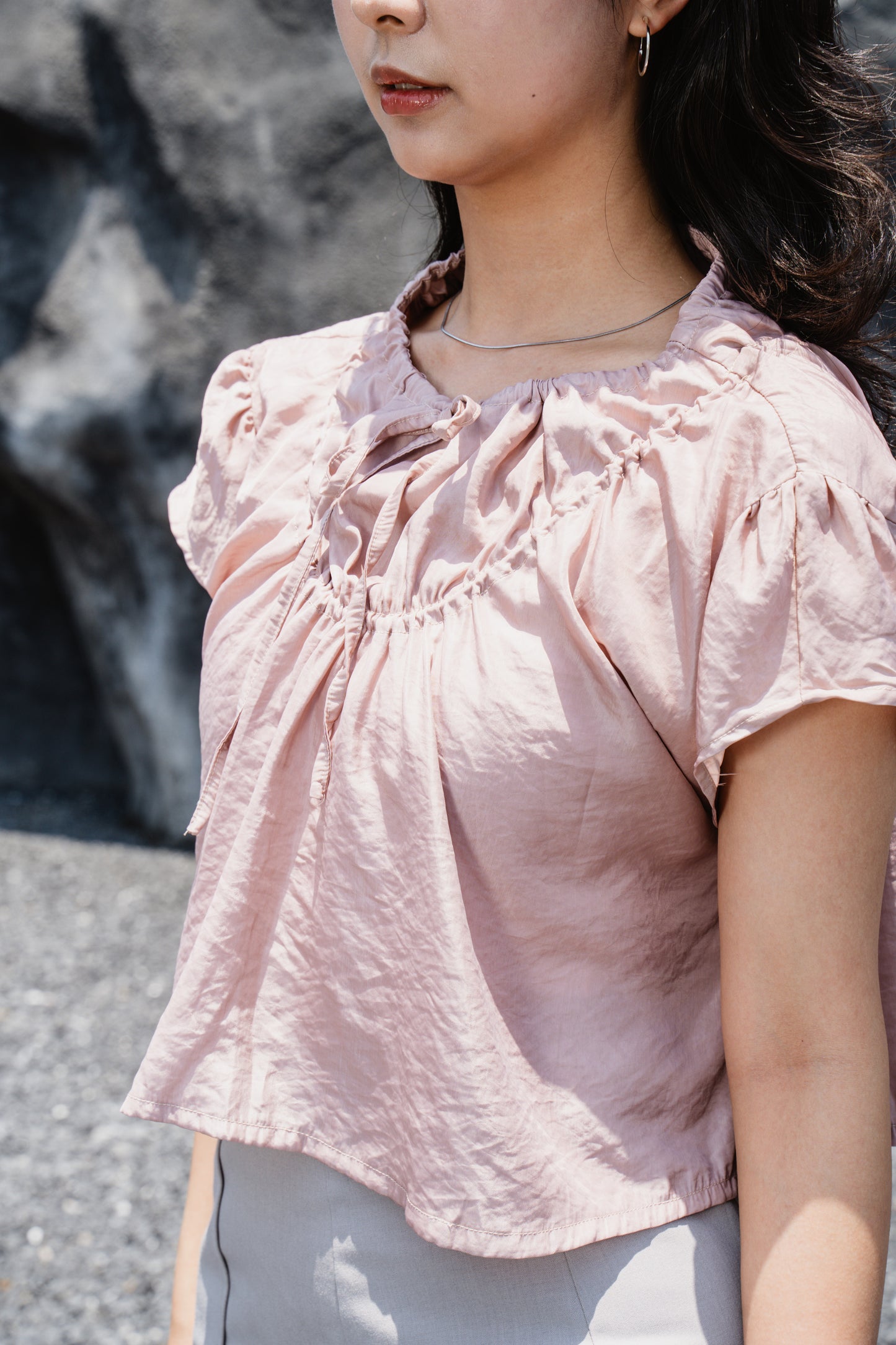 Pink Drawstring Top