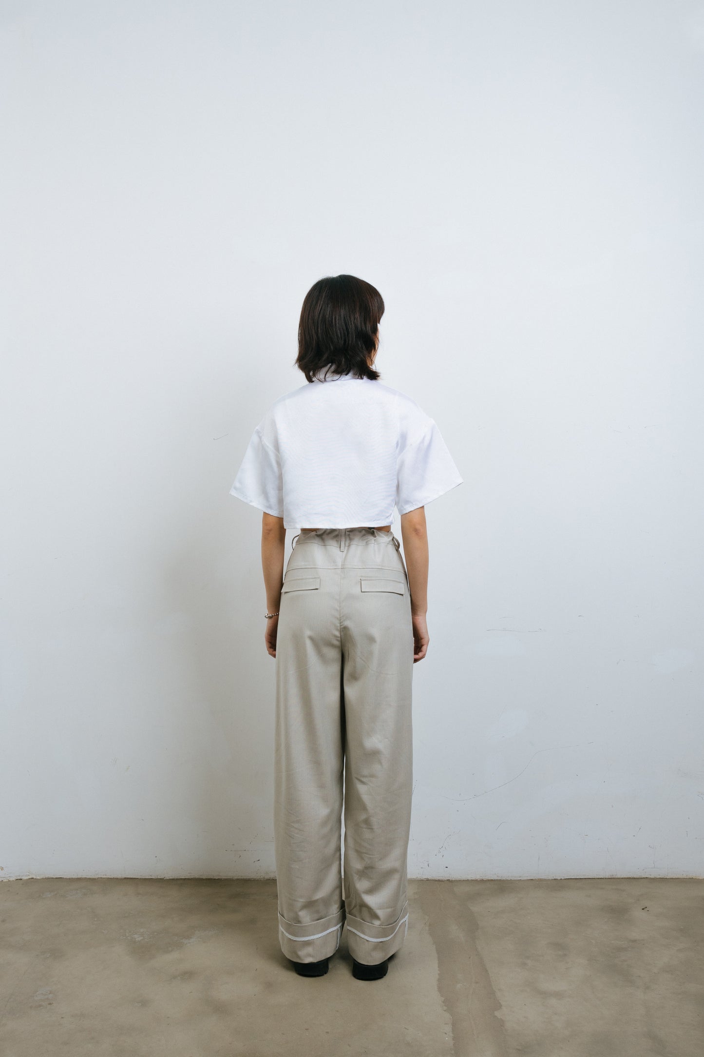 White Reverse Drawstring Trousers