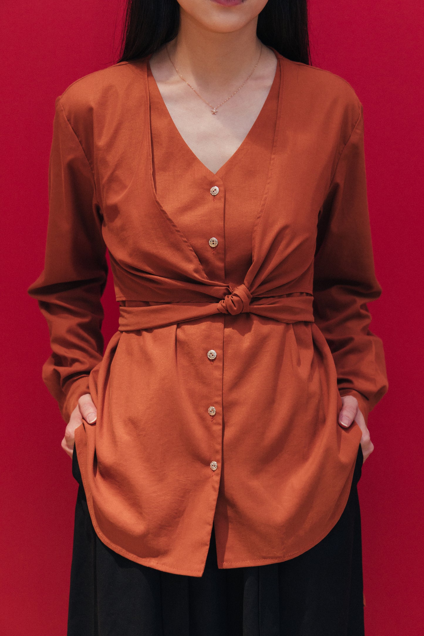 Cross Strap Long Sleeve Shirt