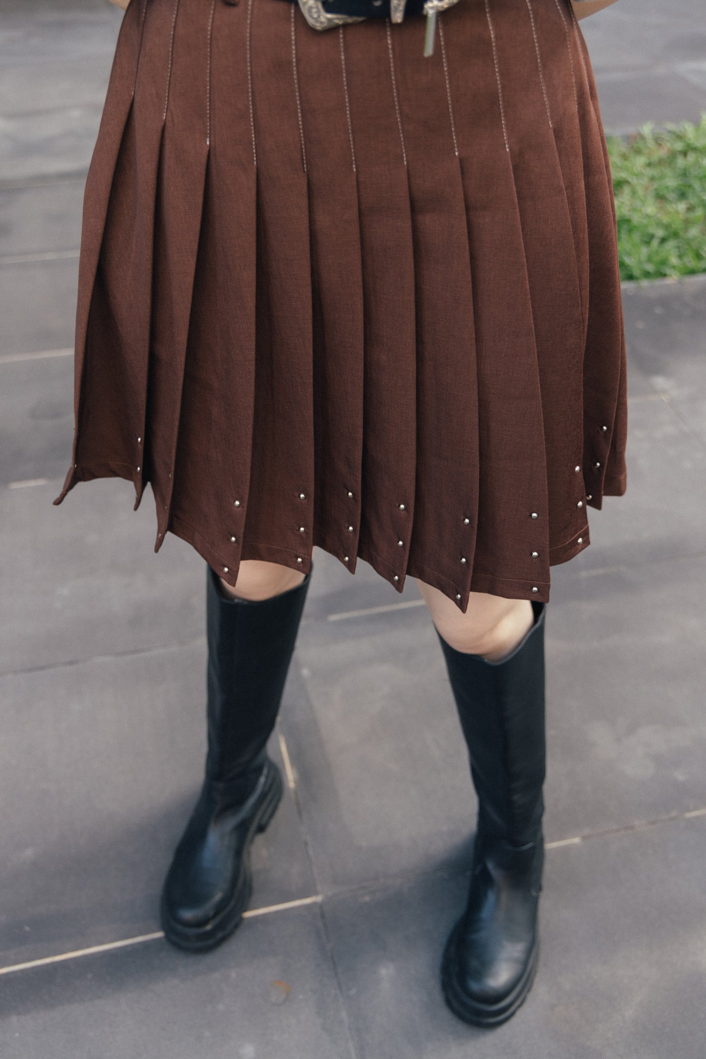 Pleated A-line skirt
