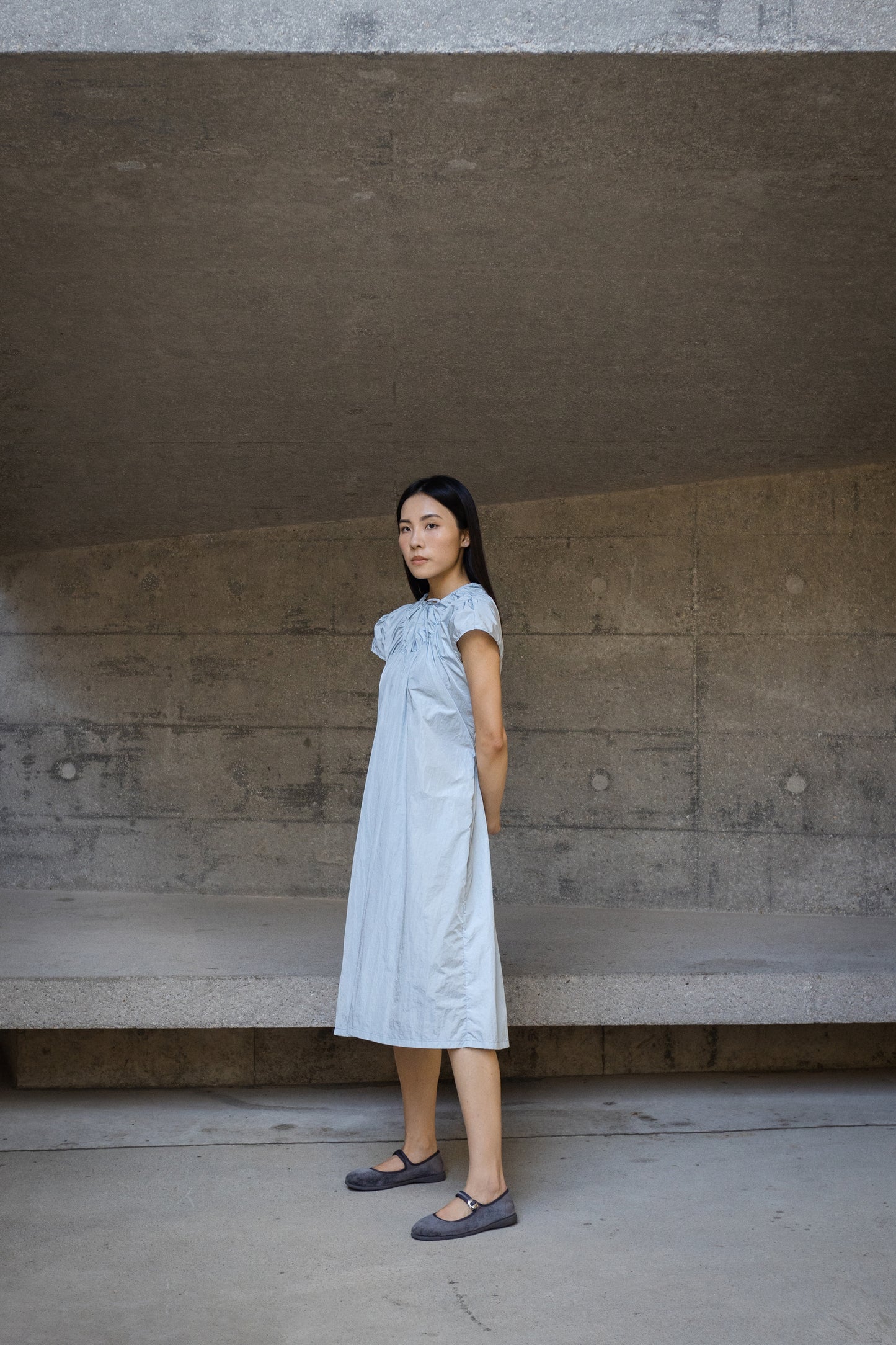 Blue drawstring dress