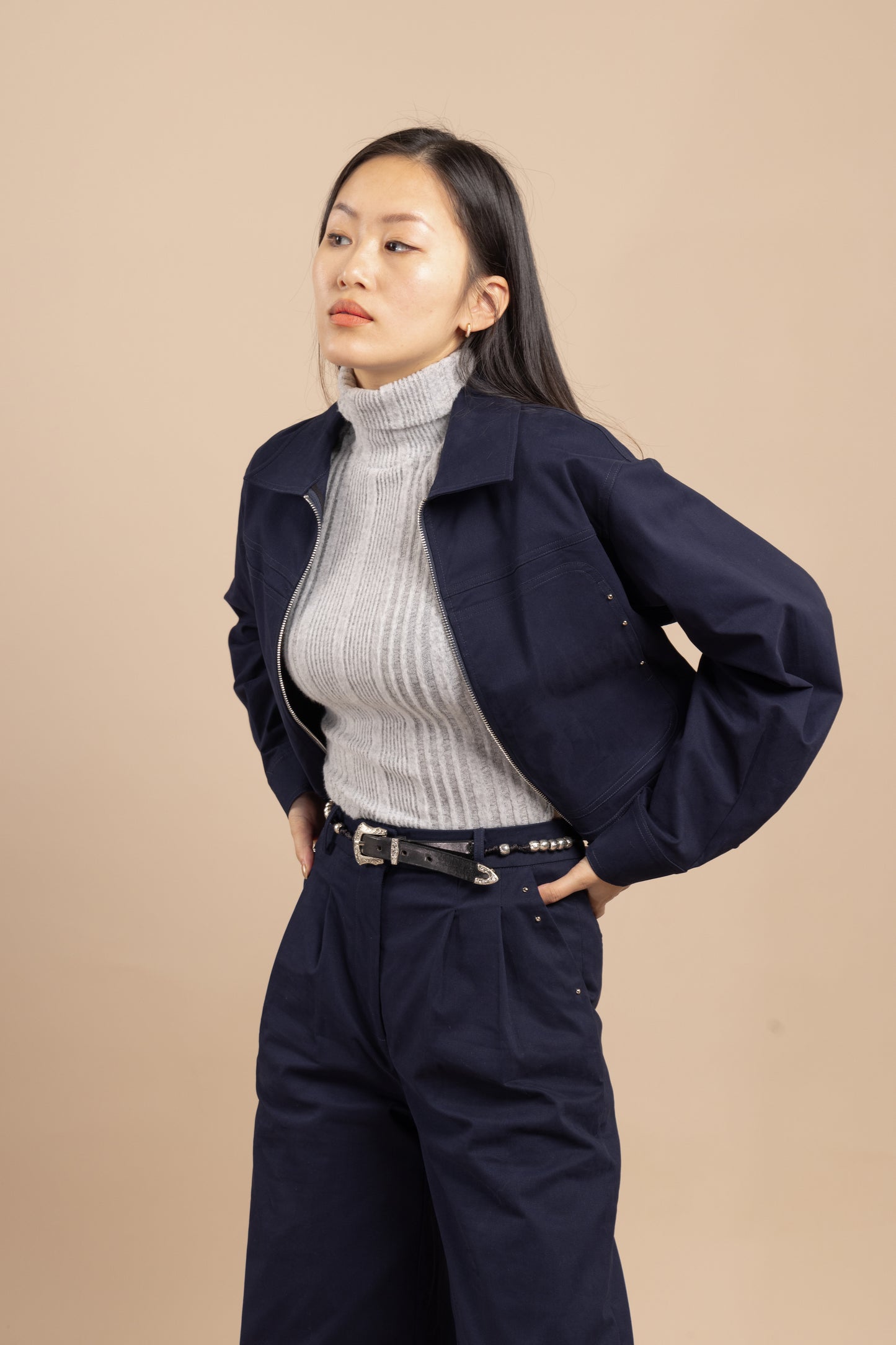Zip-up cotton windbreaker