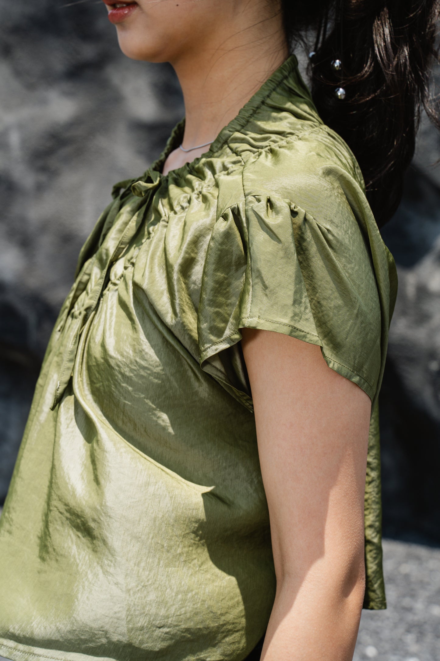 Green Drawstring Top