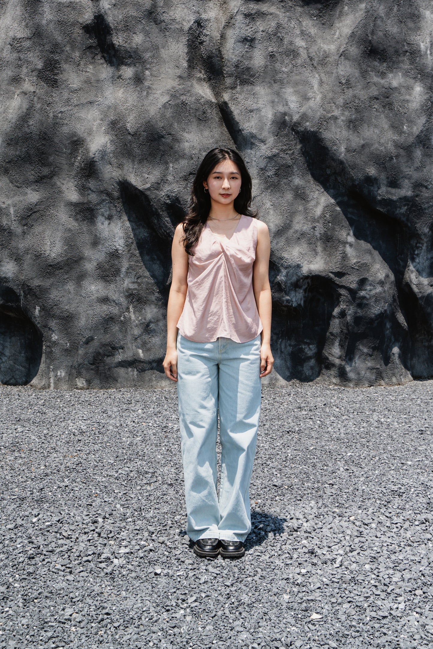 Pink Twist-Front Sleeveless Top