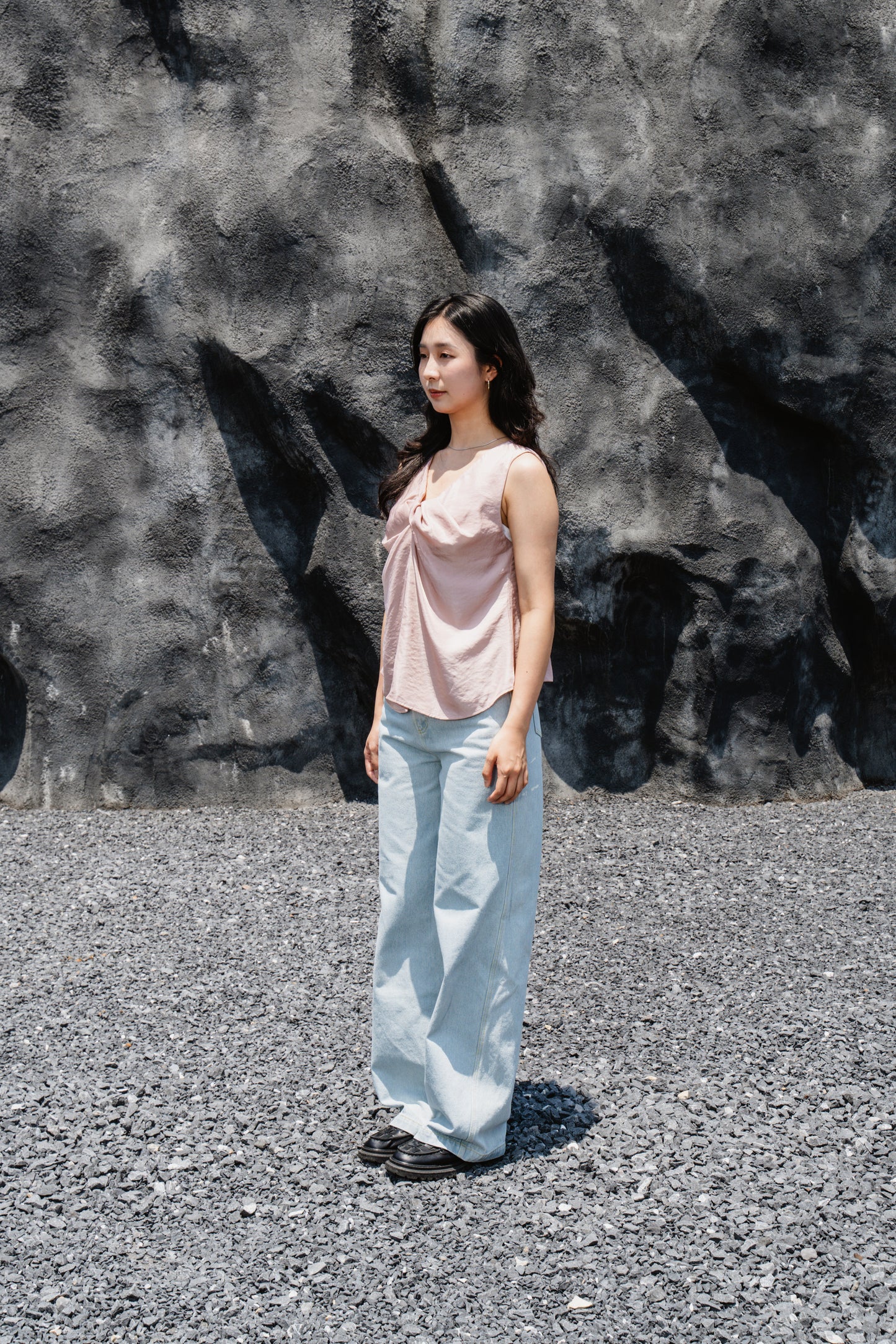 Pink Twist-Front Sleeveless Top