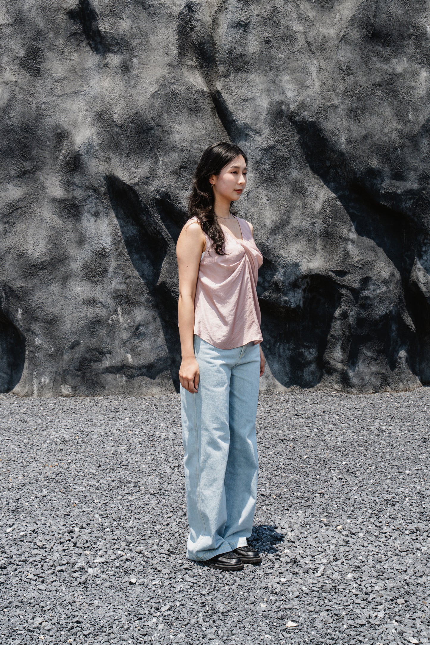 Pink Twist-Front Sleeveless Top