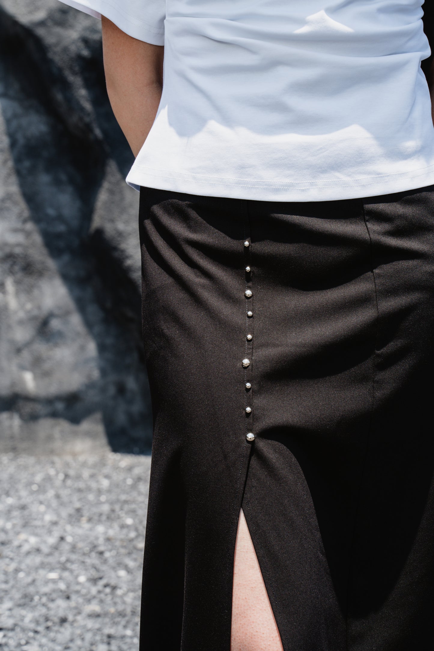 Black Side-Slit Skirt