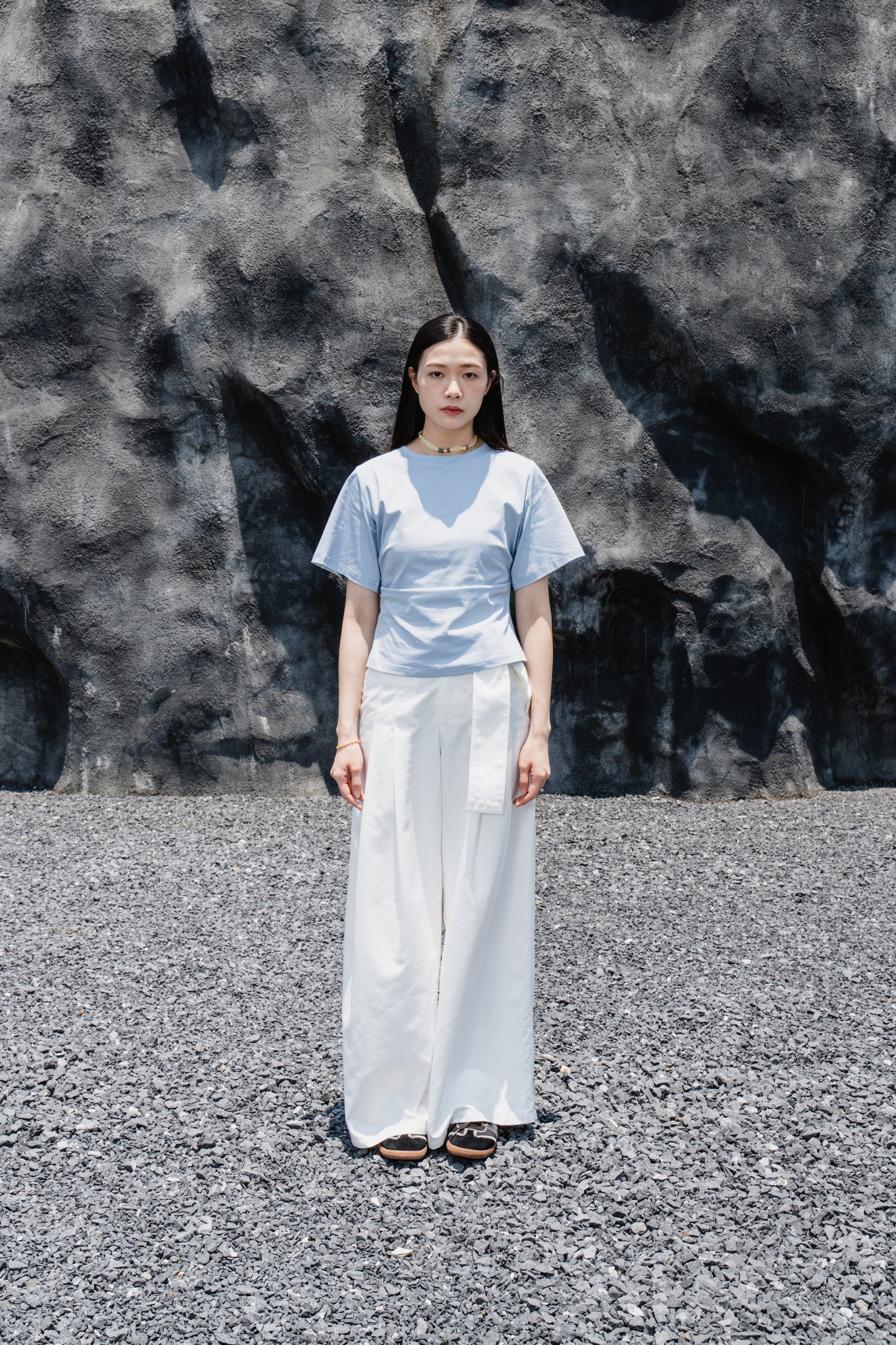 Blue Wrinkle cotton T-shirt