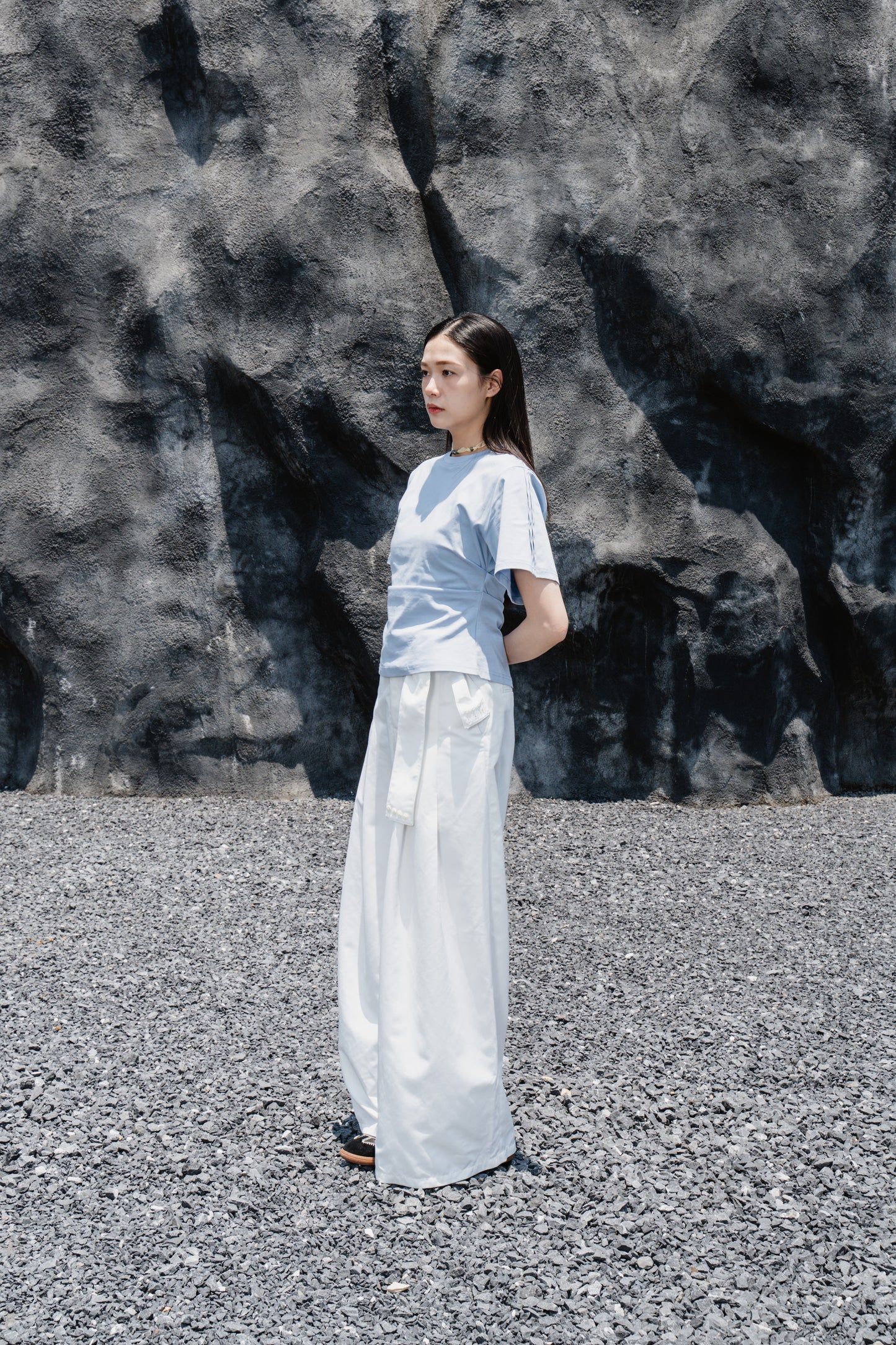 Blue Wrinkle cotton T-shirt