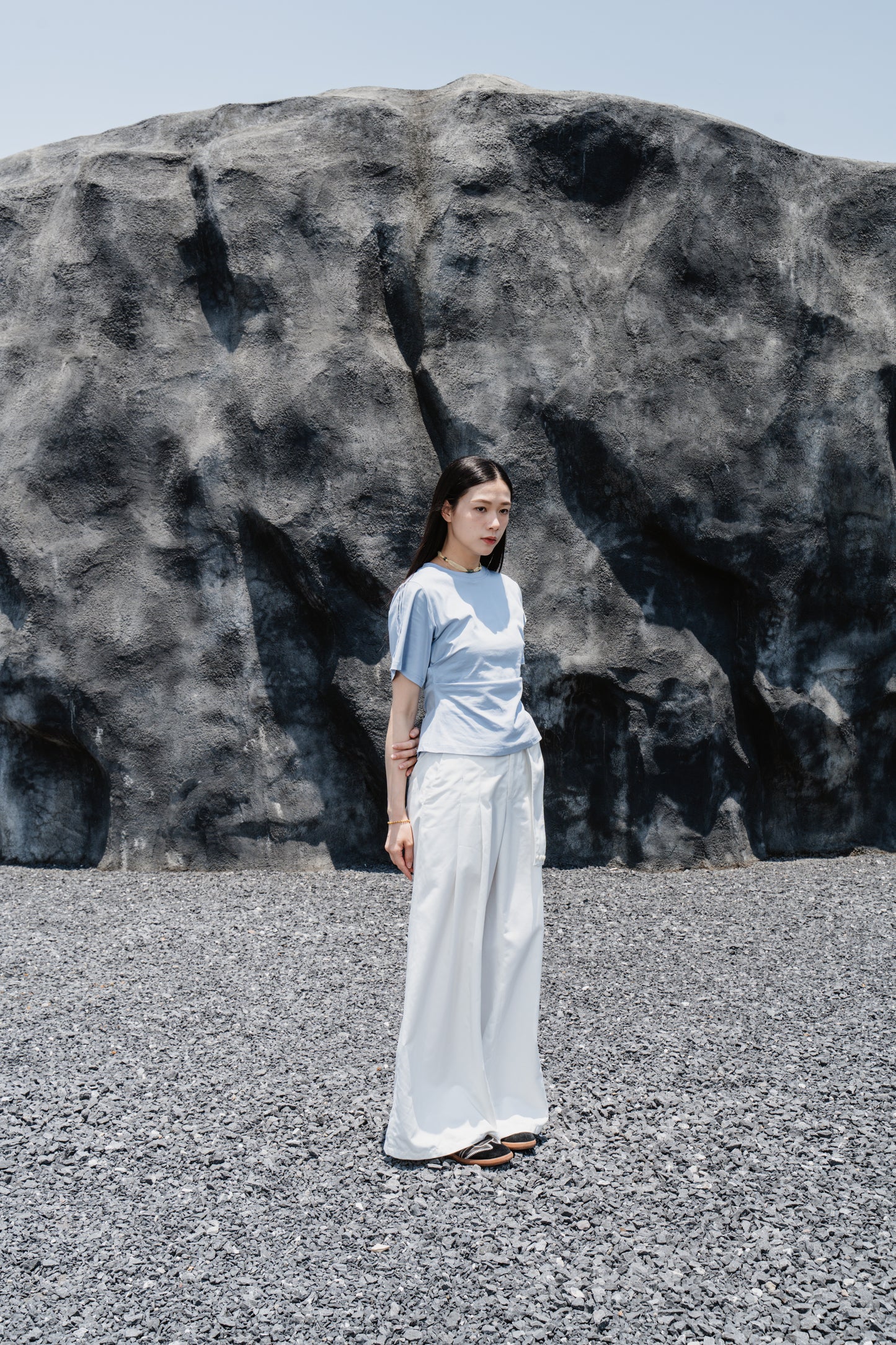 Blue Wrinkle cotton T-shirt