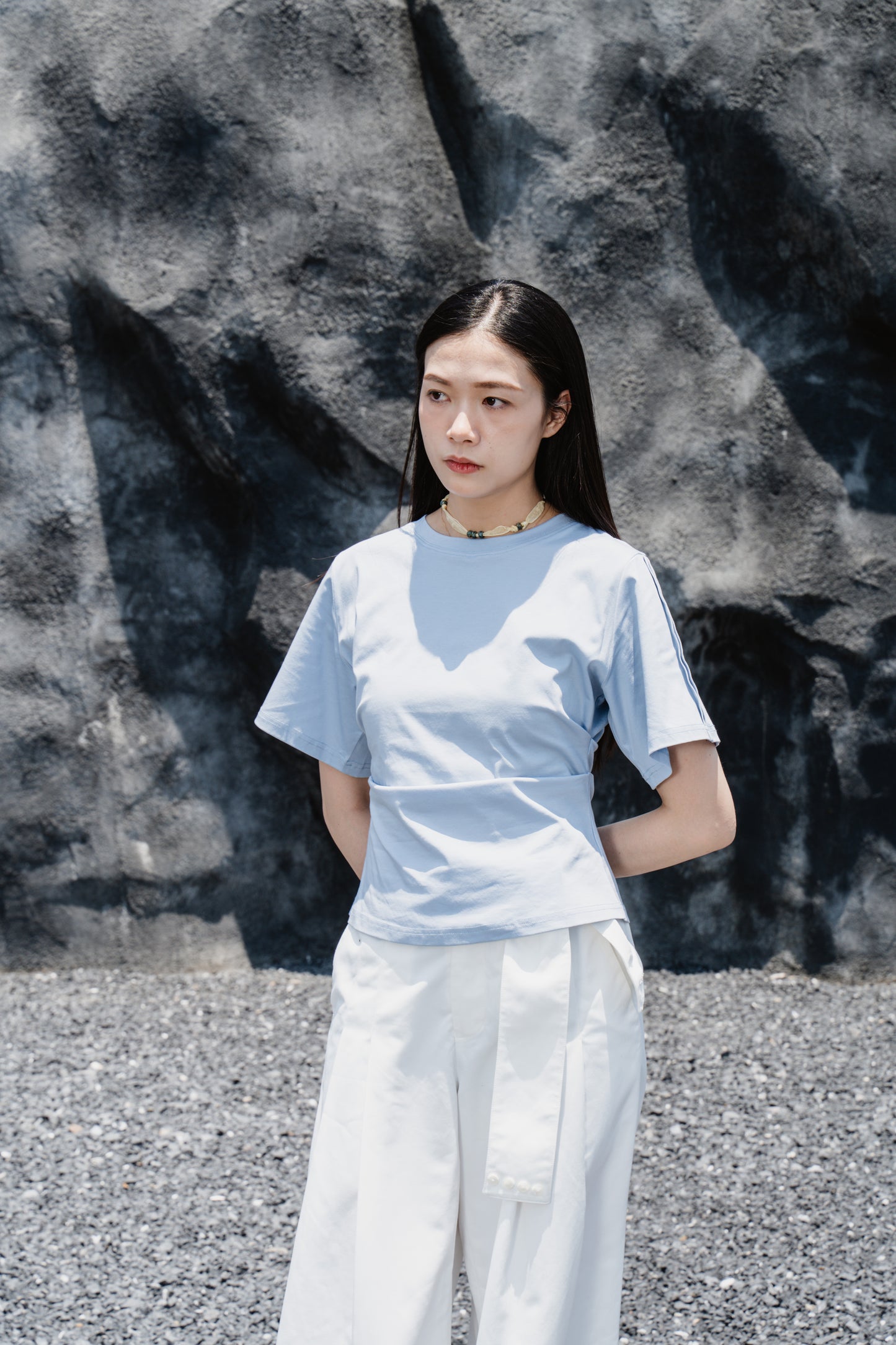 Blue Wrinkle cotton T-shirt