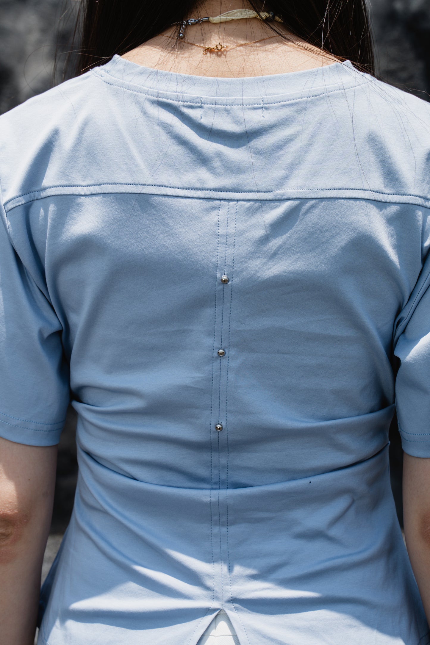 Blue Wrinkle cotton T-shirt