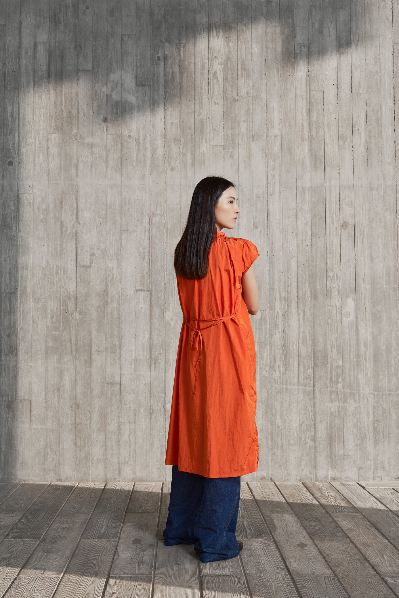 Orange drawstring dress
