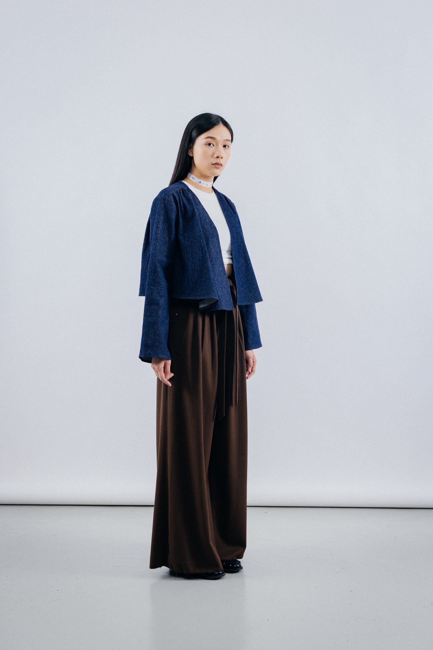 Pleated Denim Jacket