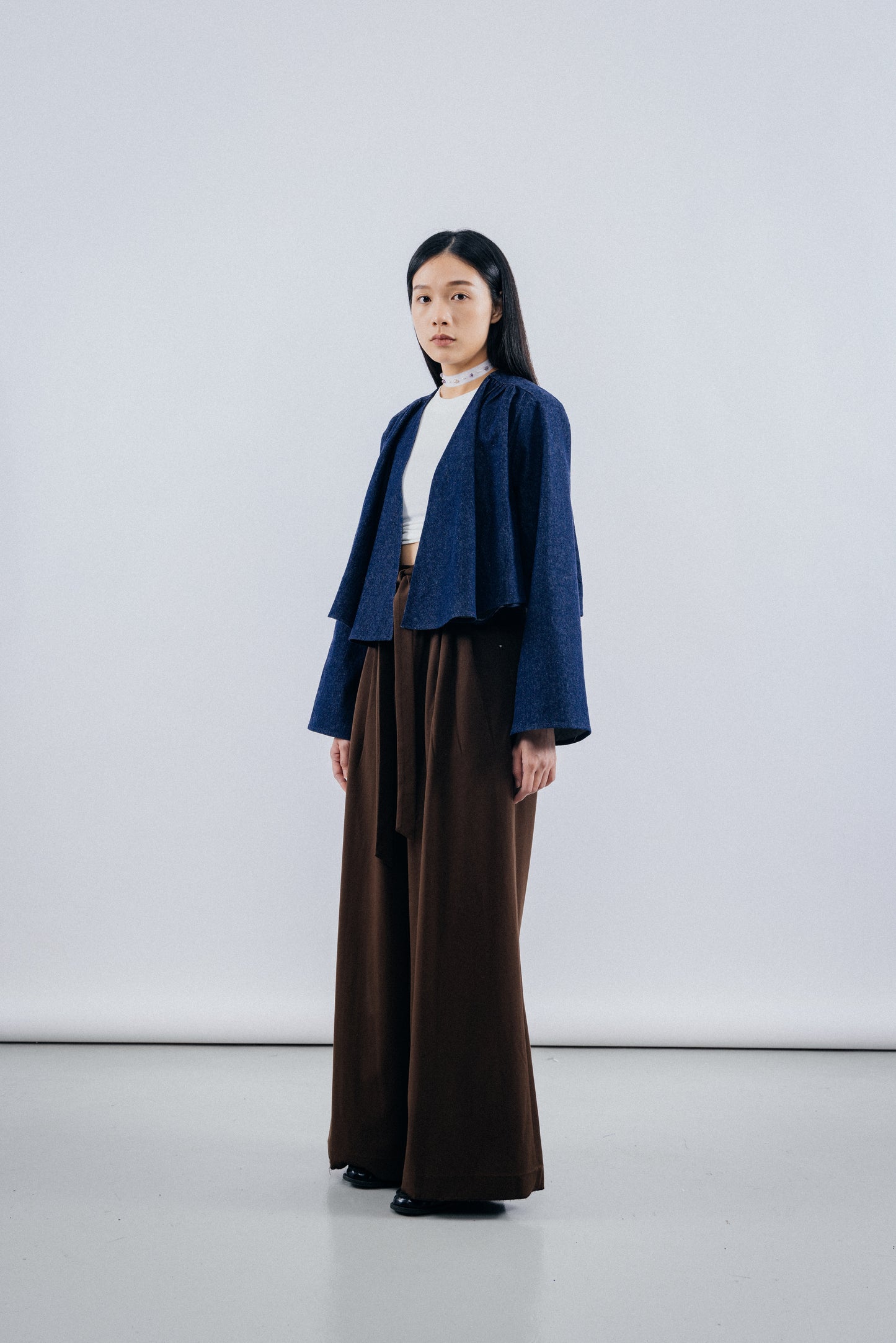 Pleated Denim Jacket