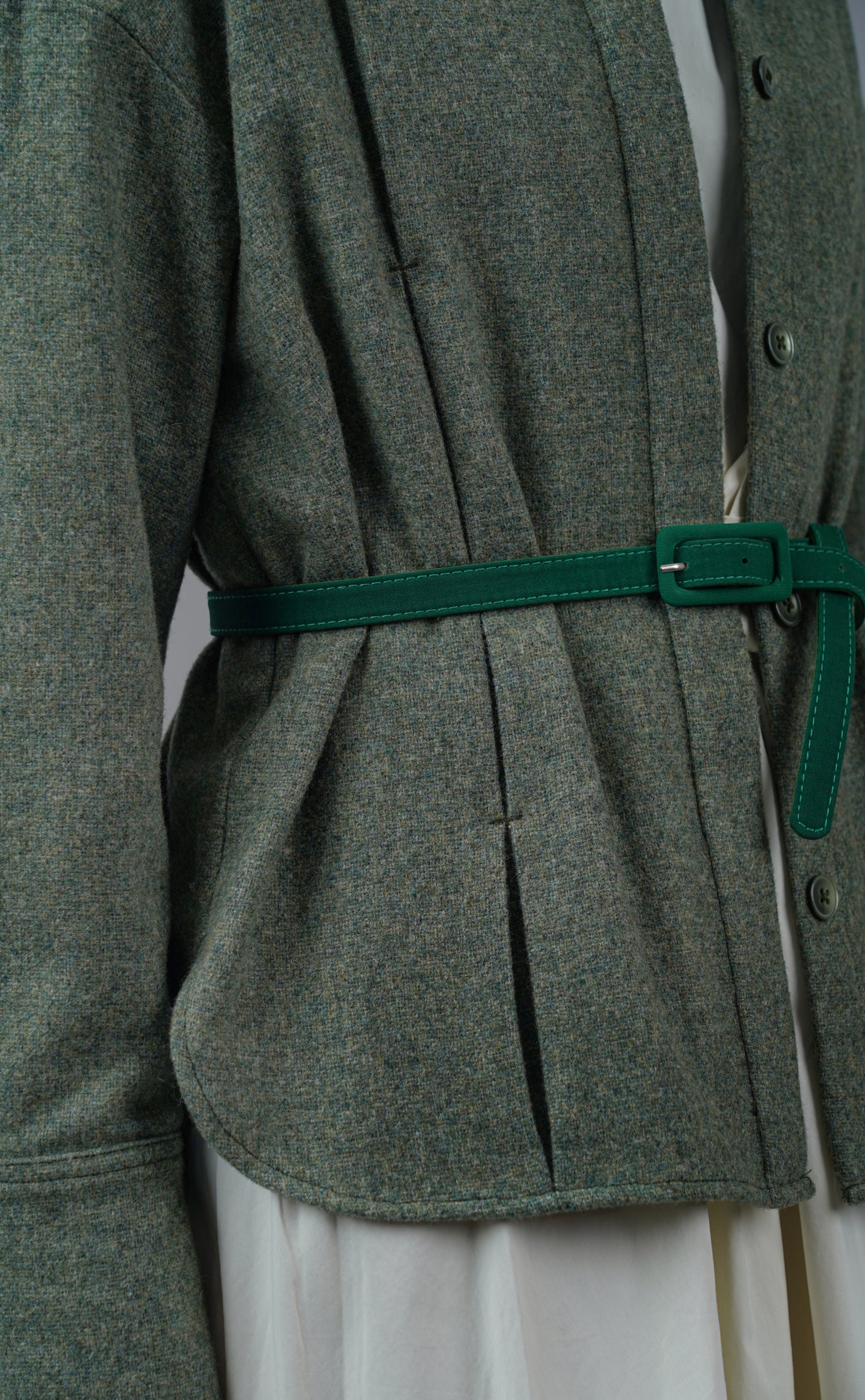 Classic-collar Long-Sleeve Wool Shirt