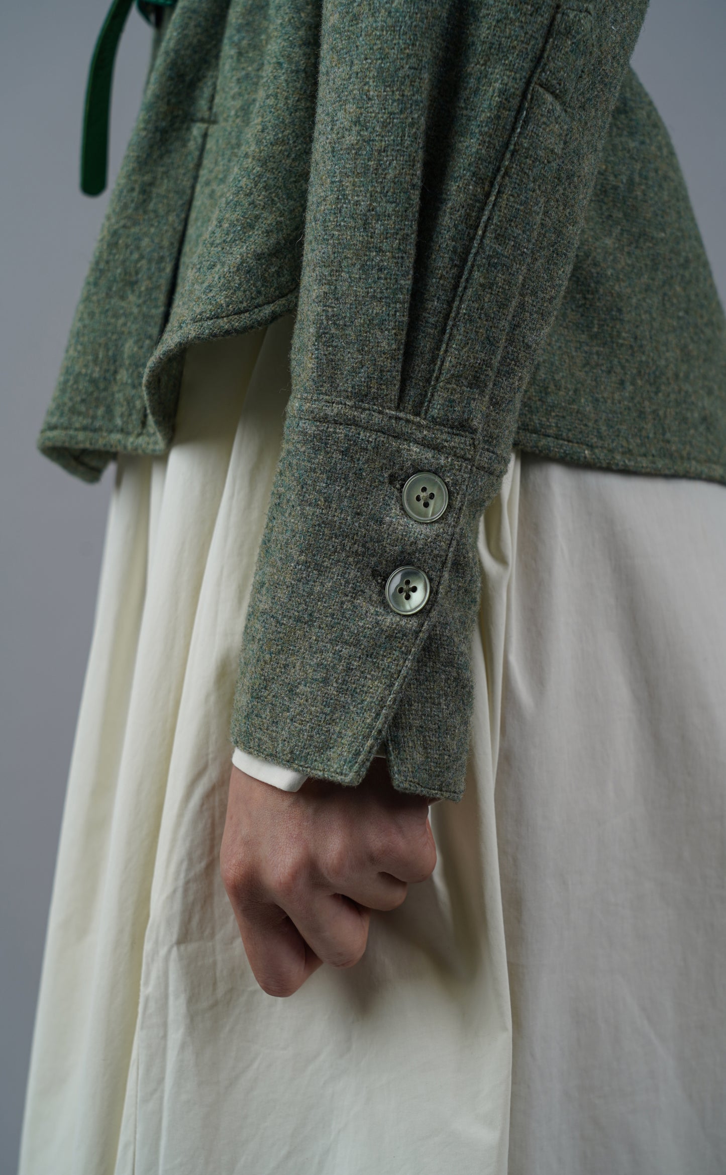 Classic-collar Long-Sleeve Wool Shirt