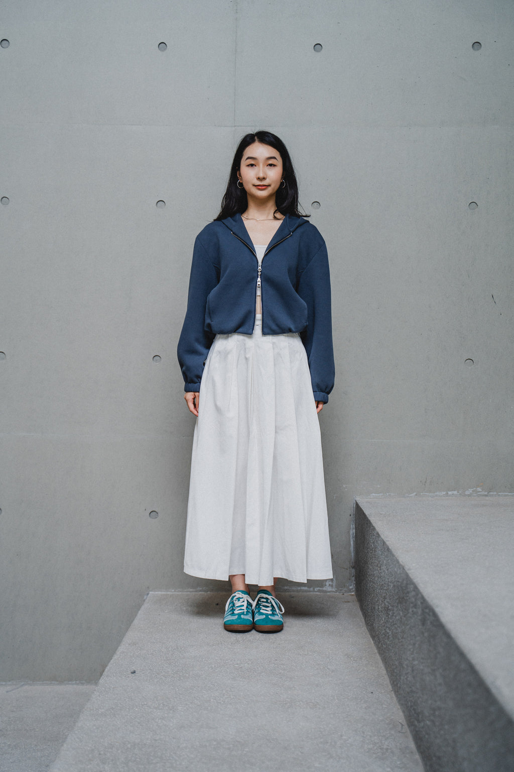 BLUE OVERSIZED HOODED JACKET