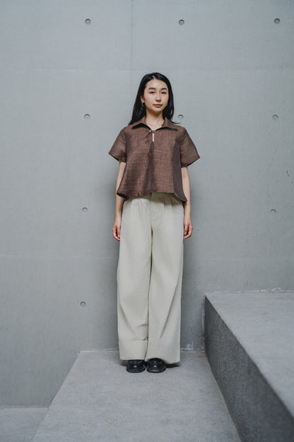 BOXY LINEN POLO SHIRT