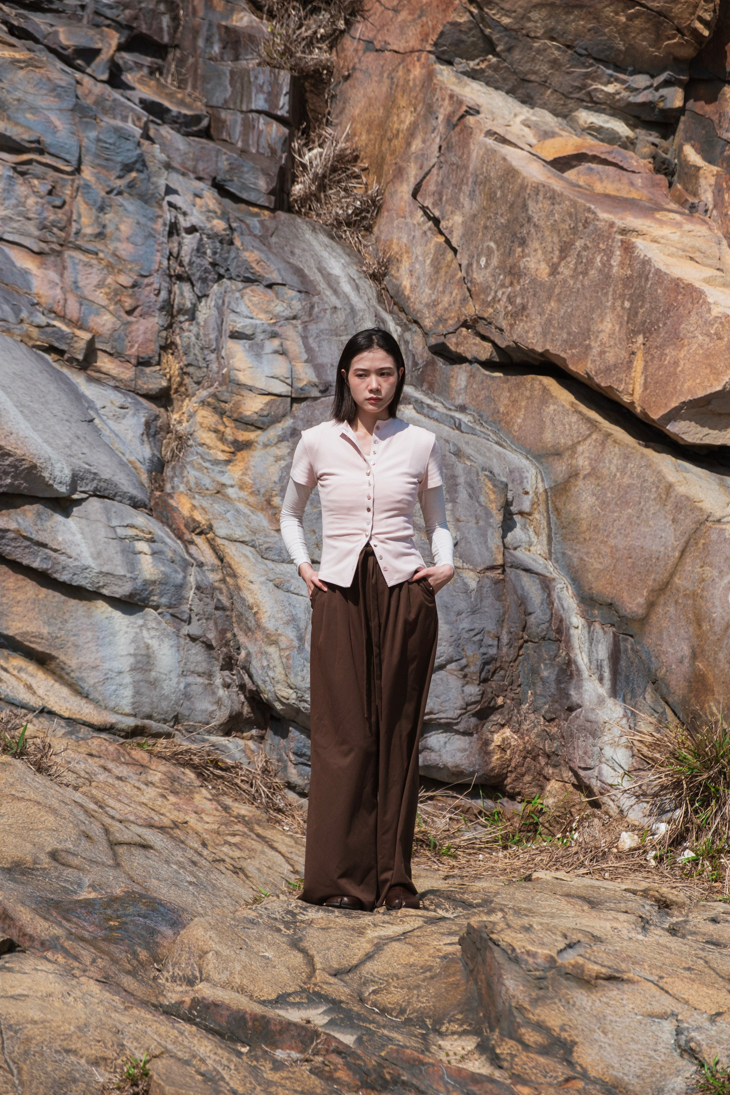 Pink Cardigan Cotton Top