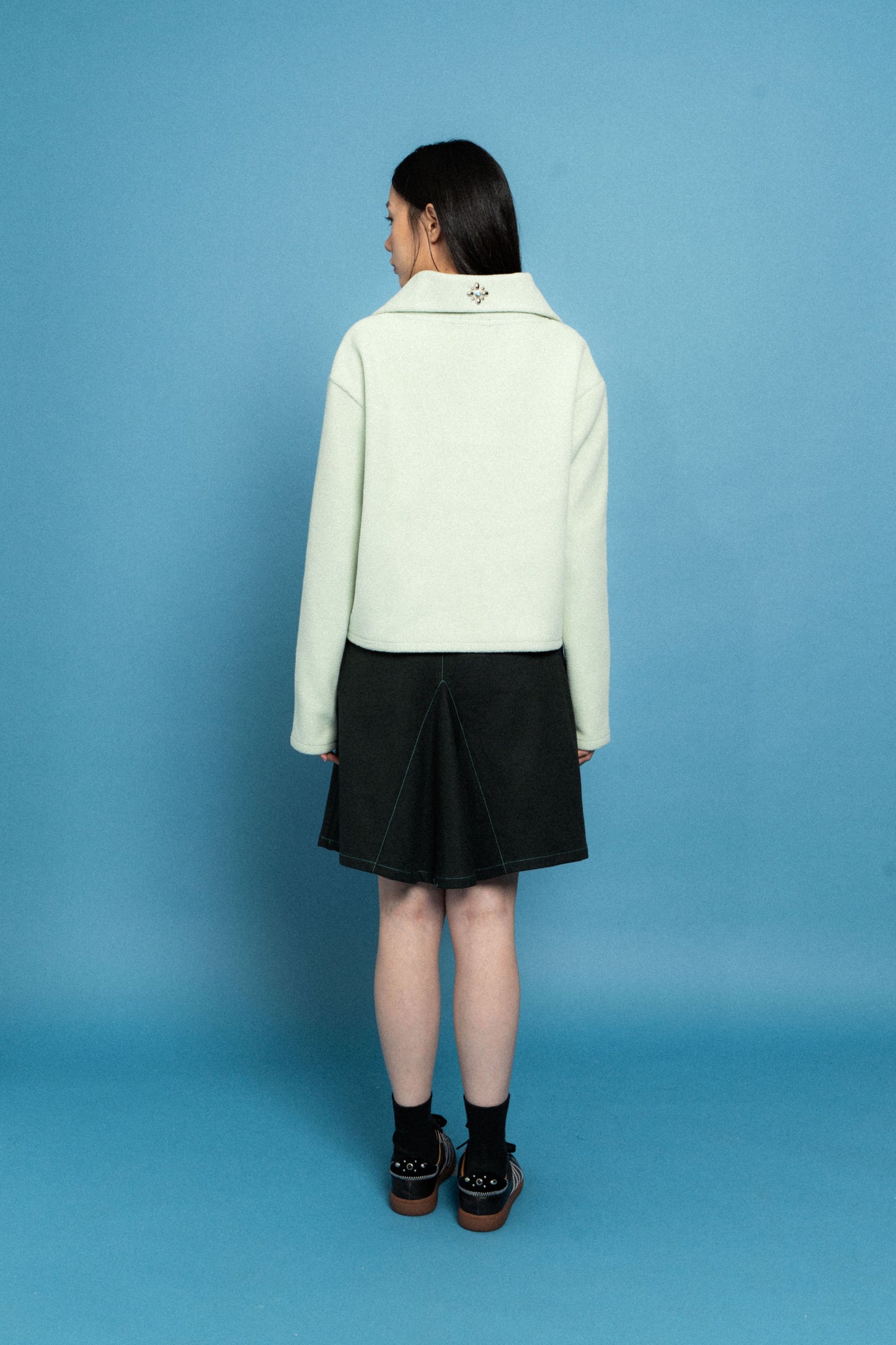 Mint Green Half-Zip Polo Sweater