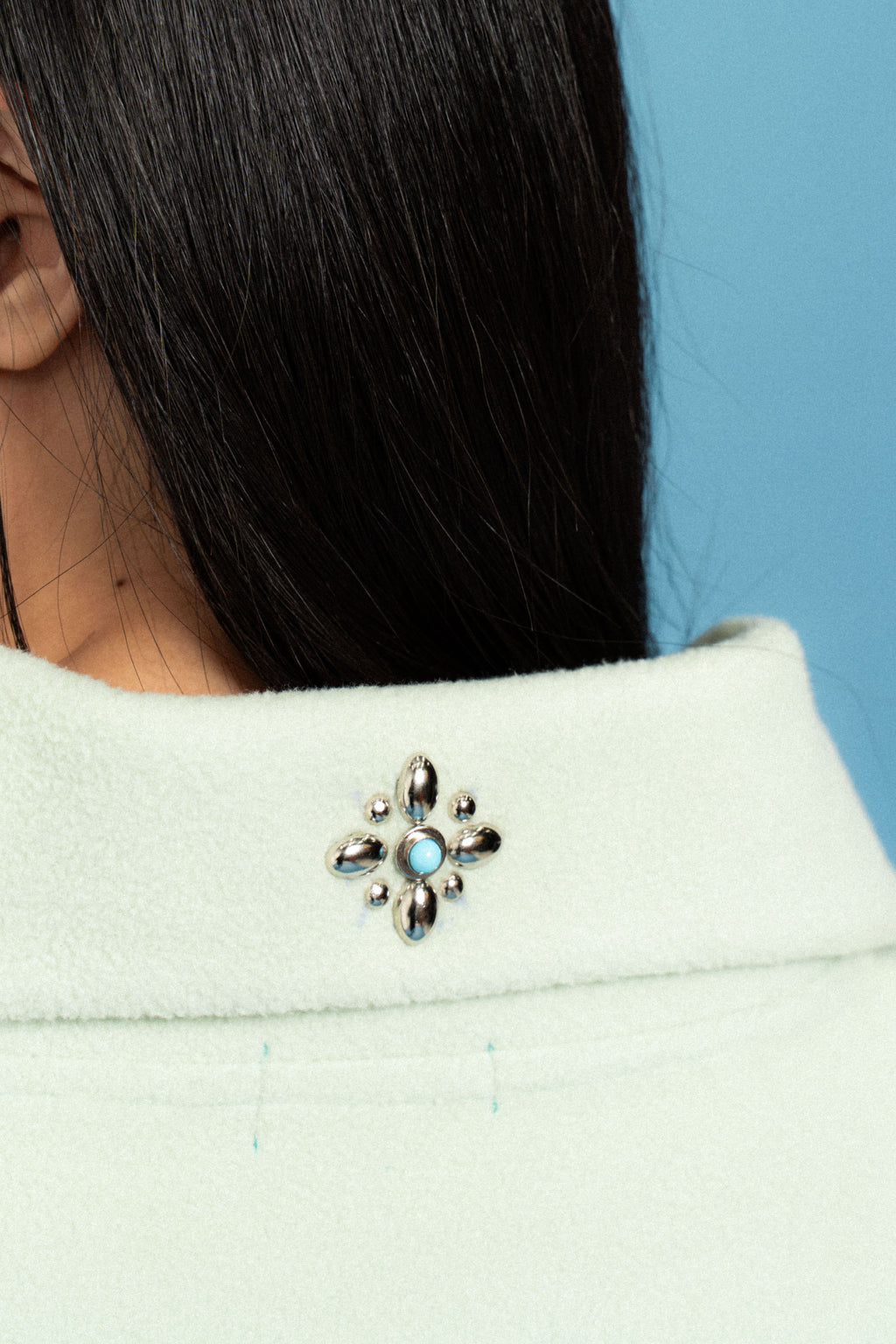 Mint Green Half-Zip Polo Sweater