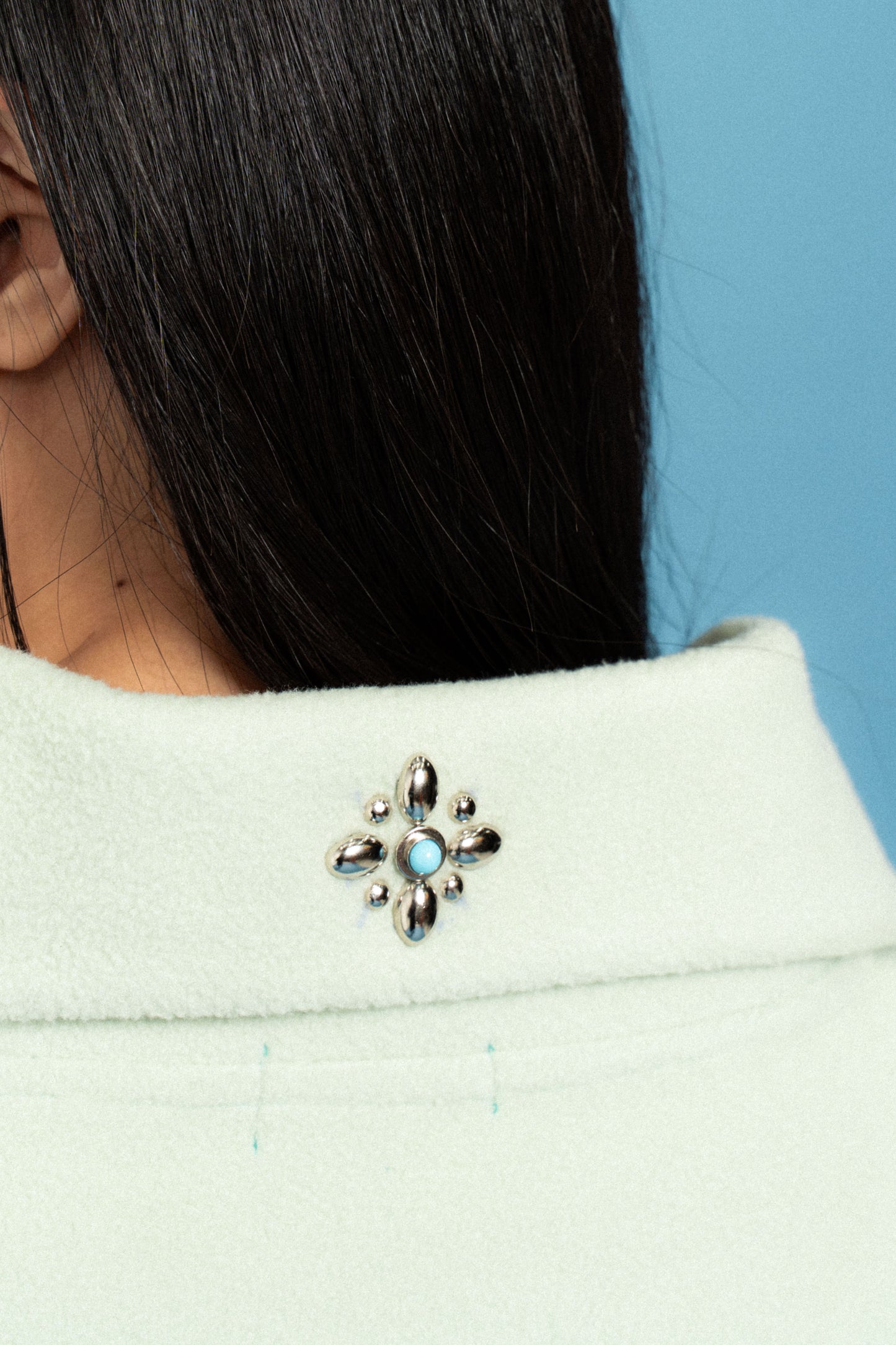 Mint Green Half-Zip Polo Sweater