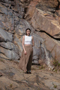 Side-Slit Pleated Midi Skirt