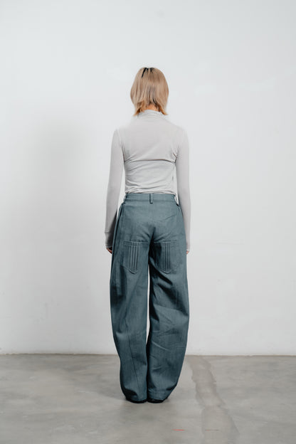 Denim Curved Trousers