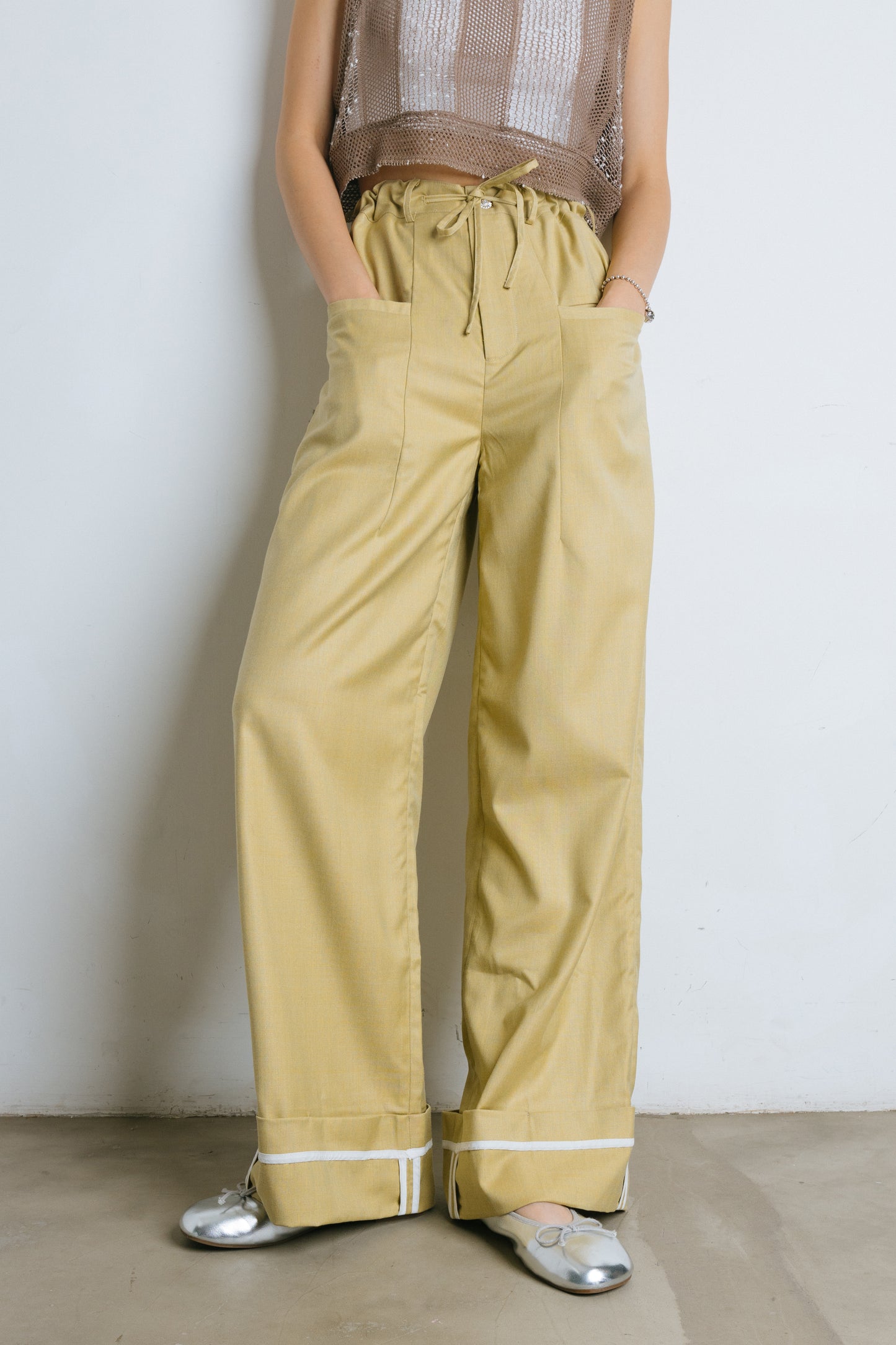 Yellow Reverse Drawstring Trousers