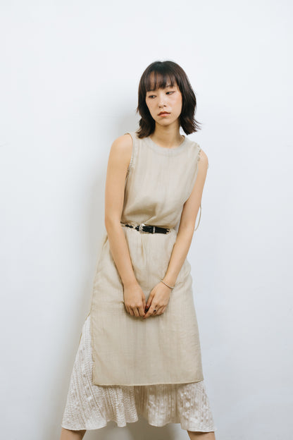Khaki Translucent Drawstring Sundress