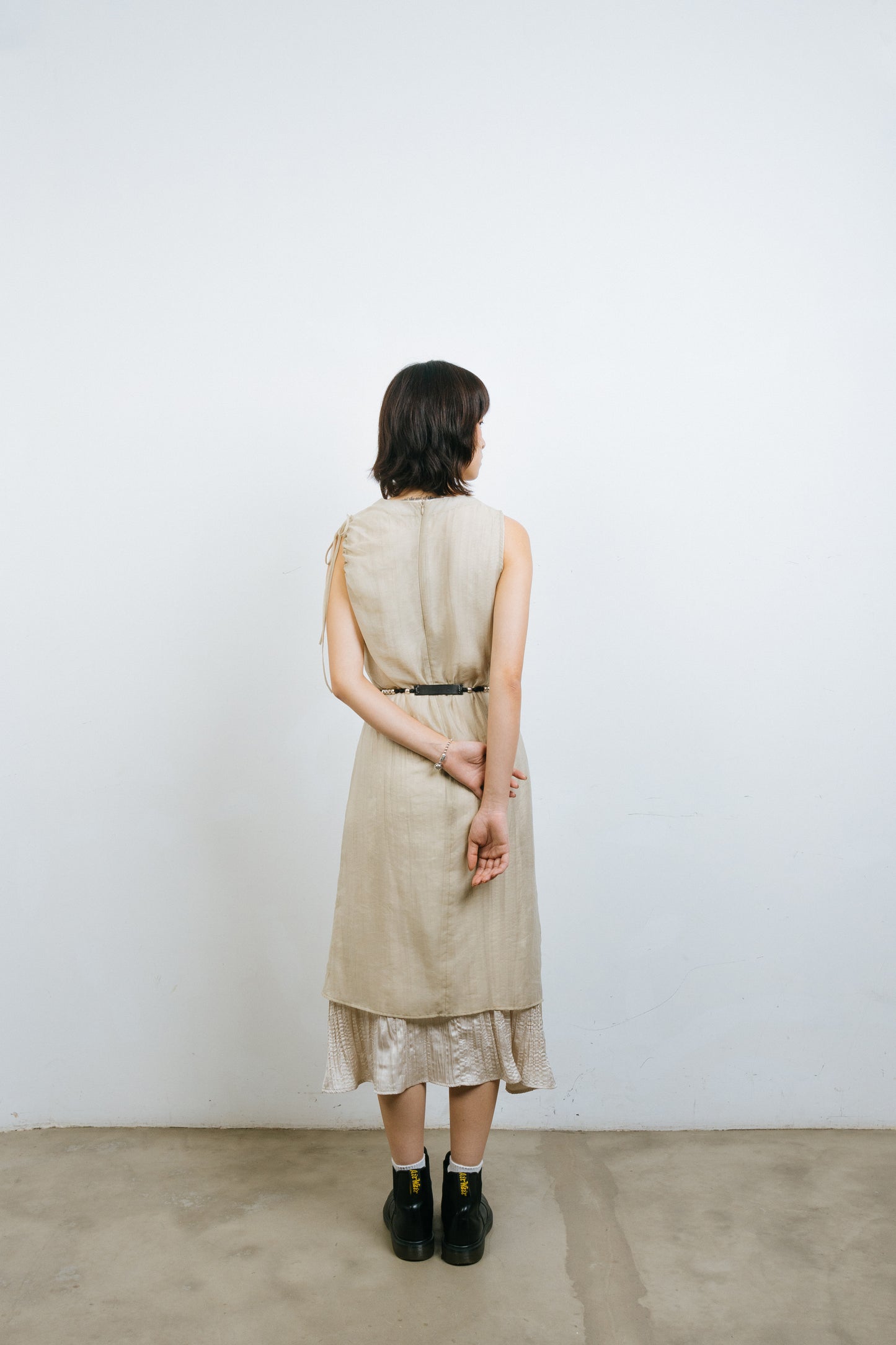 Khaki Translucent Drawstring Sundress