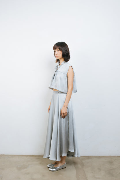 Silver Silk Ruffles Top