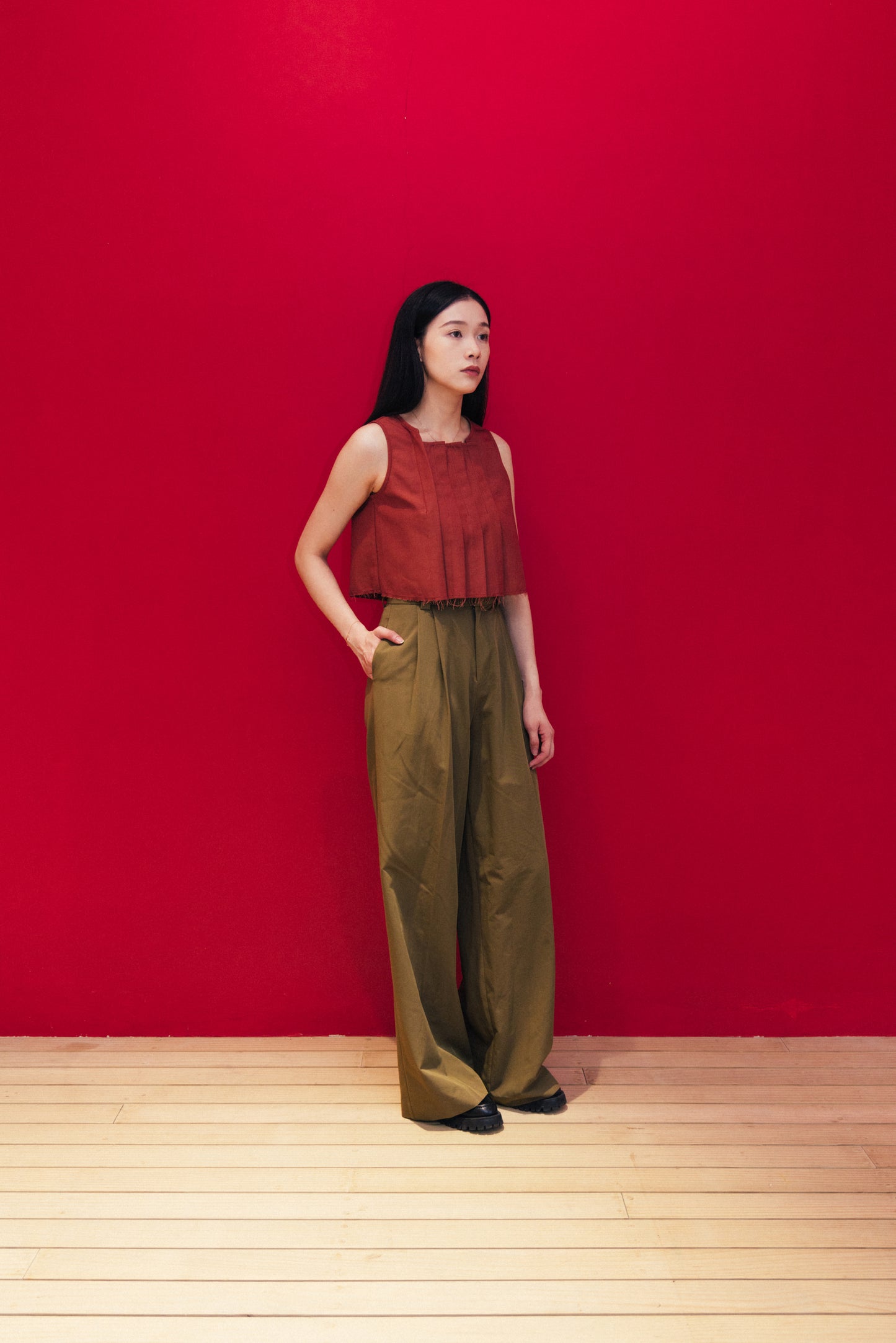 Pleated Sleeveless Top