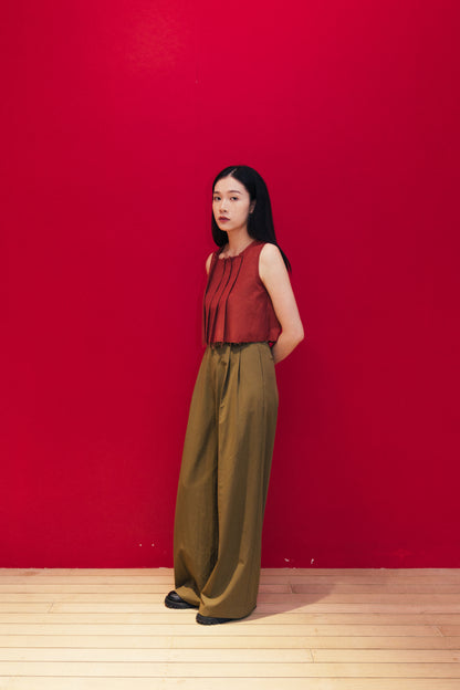 Pleated Sleeveless Top