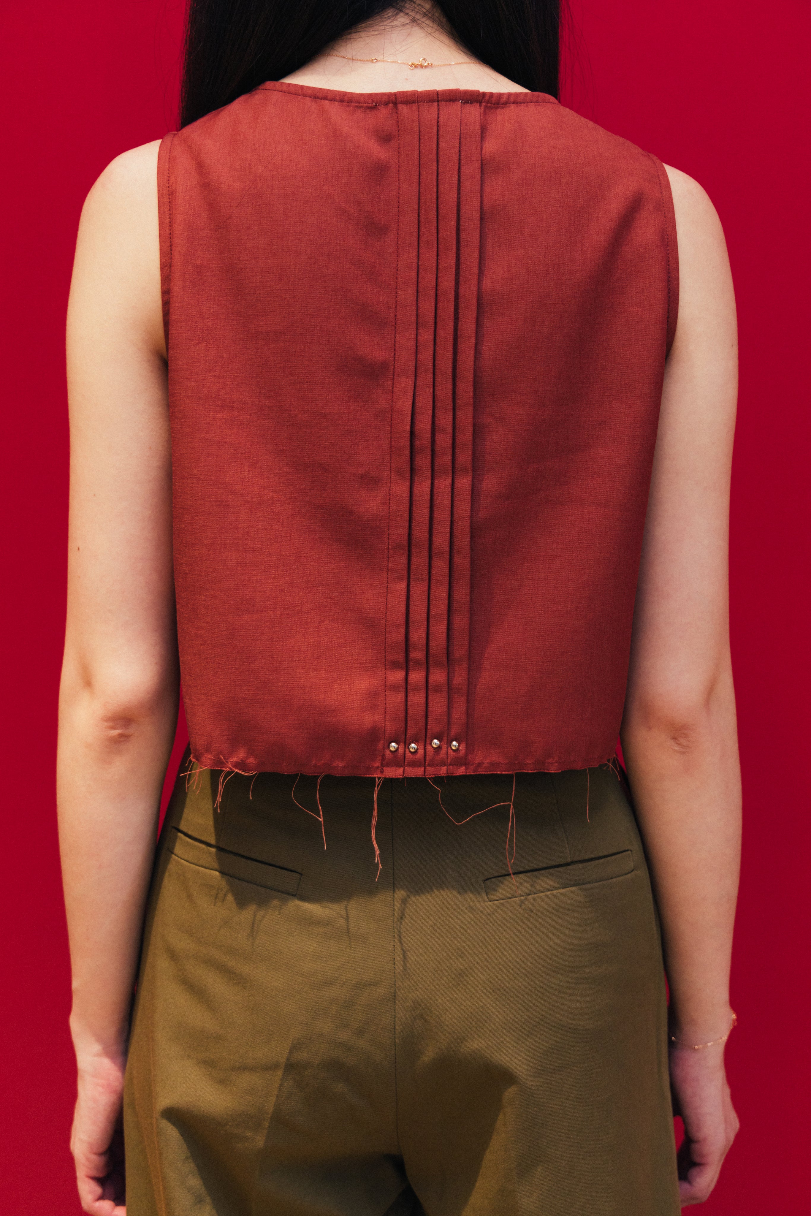 Pleated Sleeveless Top