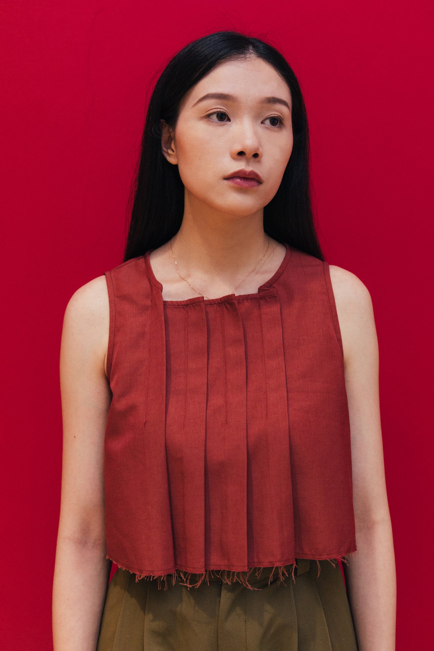 Pleated Sleeveless Top
