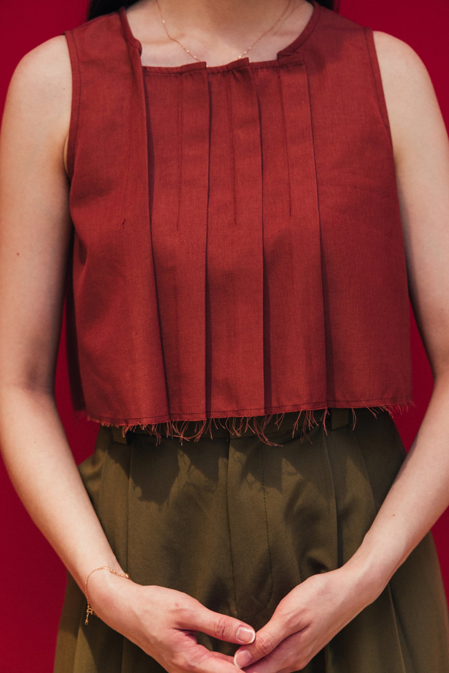 Pleated Sleeveless Top