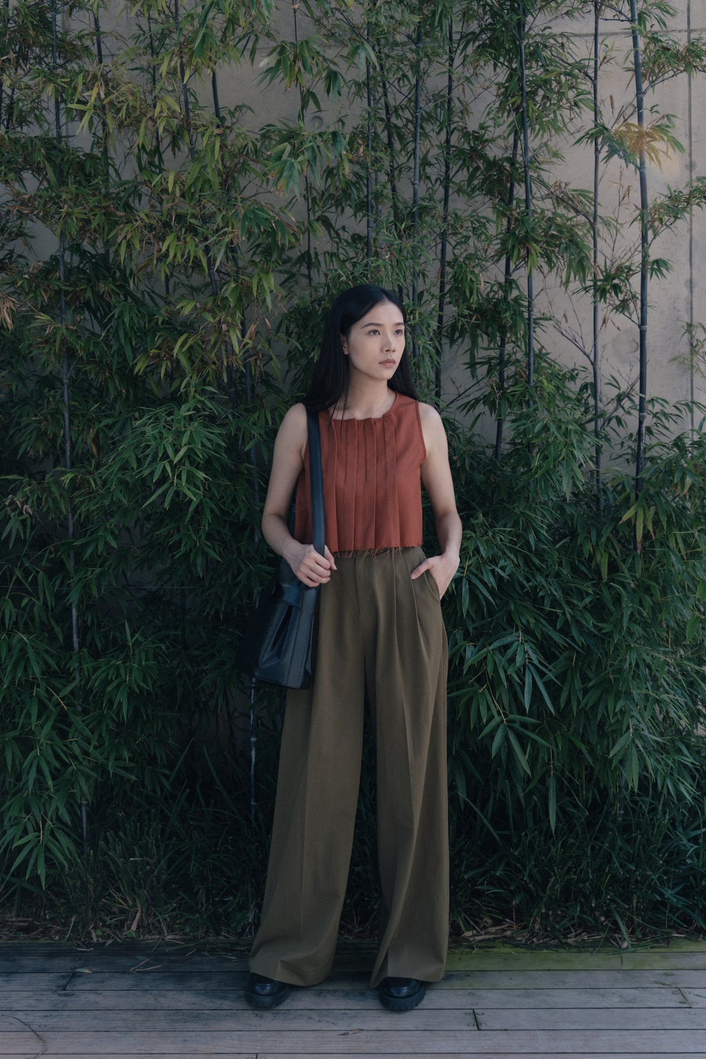 Pleated Sleeveless Top