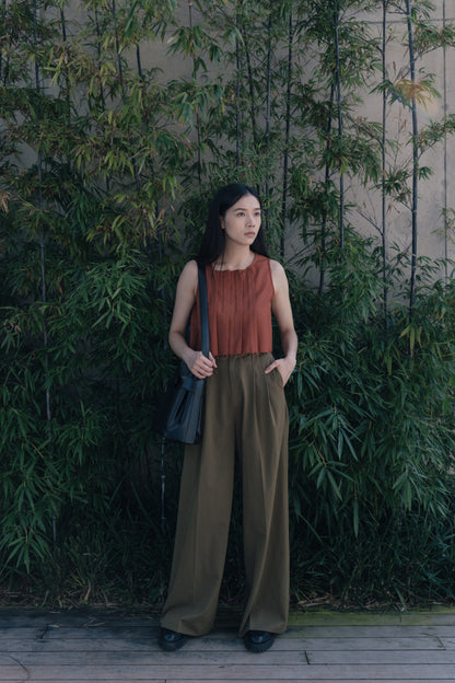 Pleated Sleeveless Top