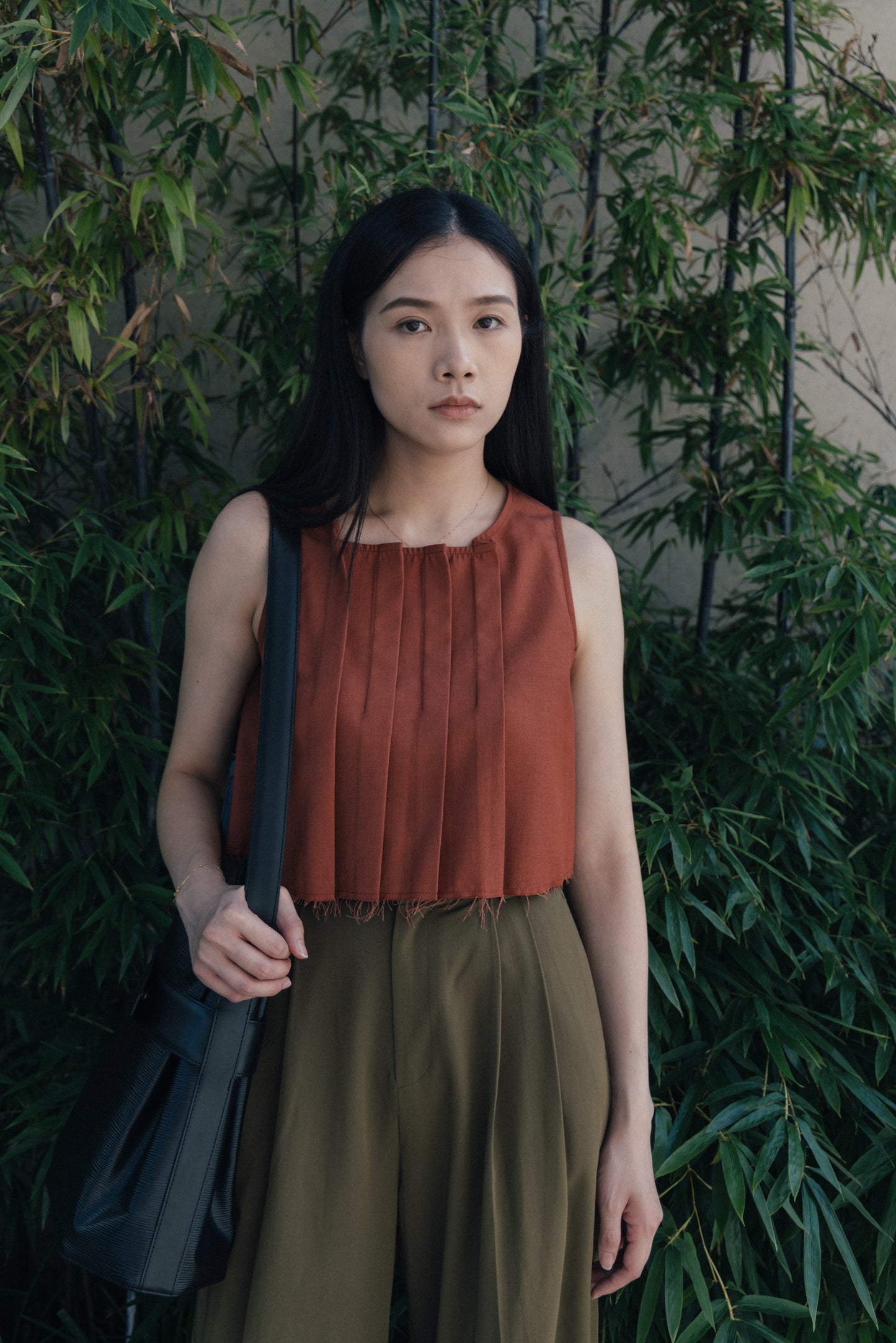 Pleated Sleeveless Top