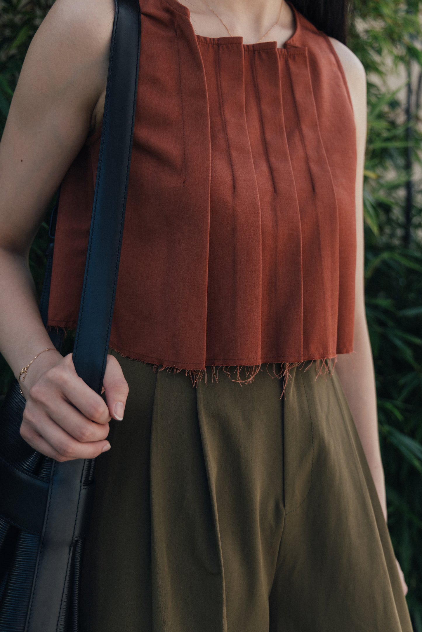 Pleated Sleeveless Top