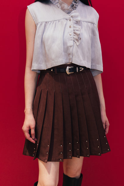 Pleated A-line skirt