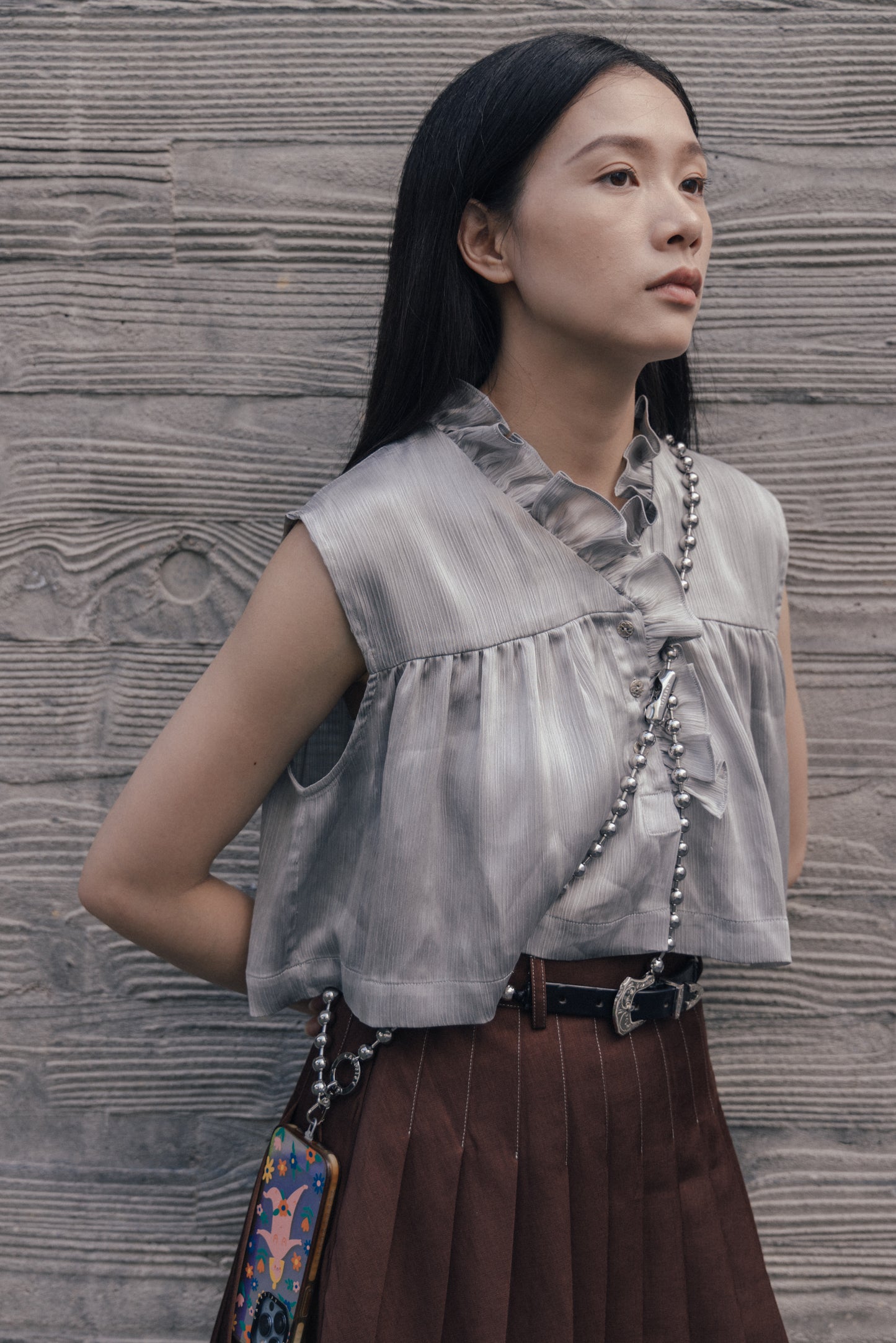 Pleated A-line skirt