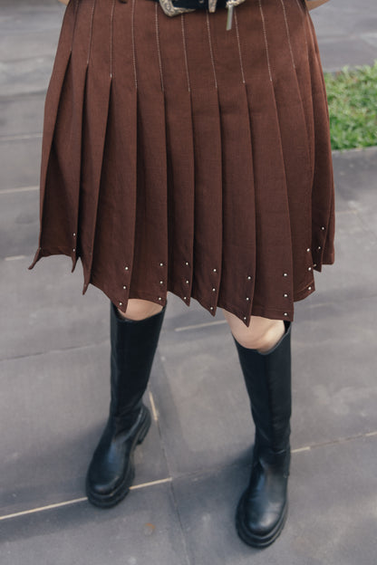 Pleated A-line skirt
