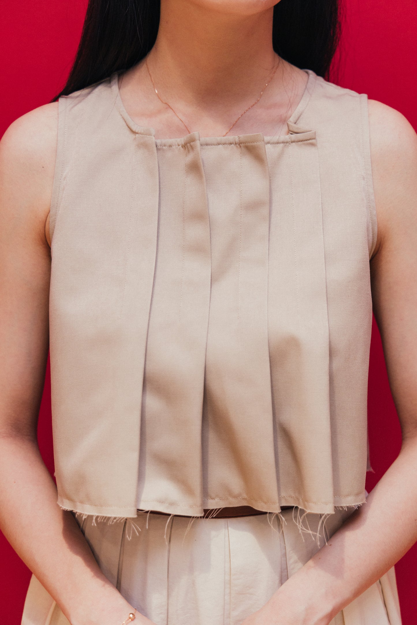 Pleated Sleeveless Top