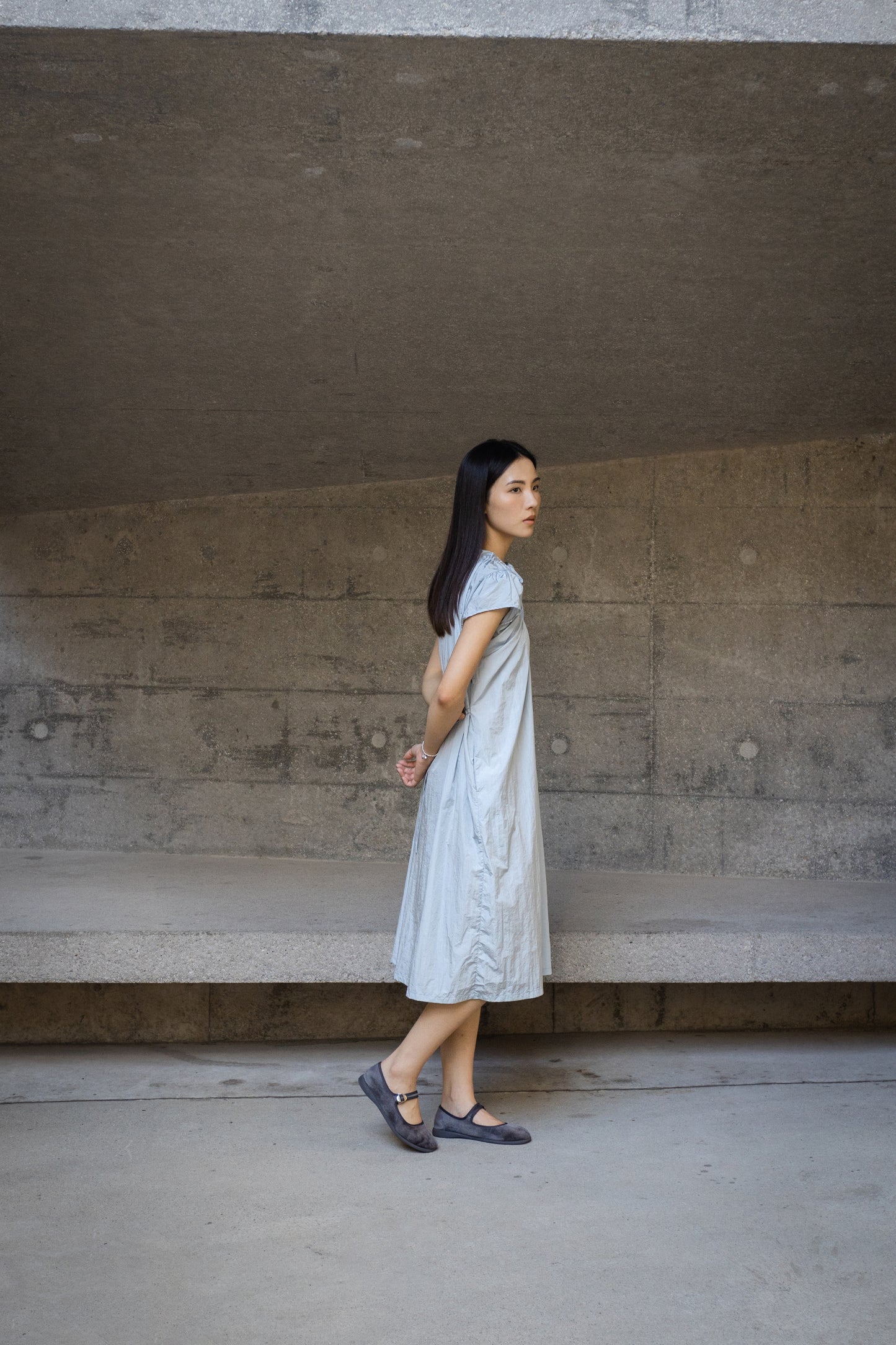 Blue drawstring dress