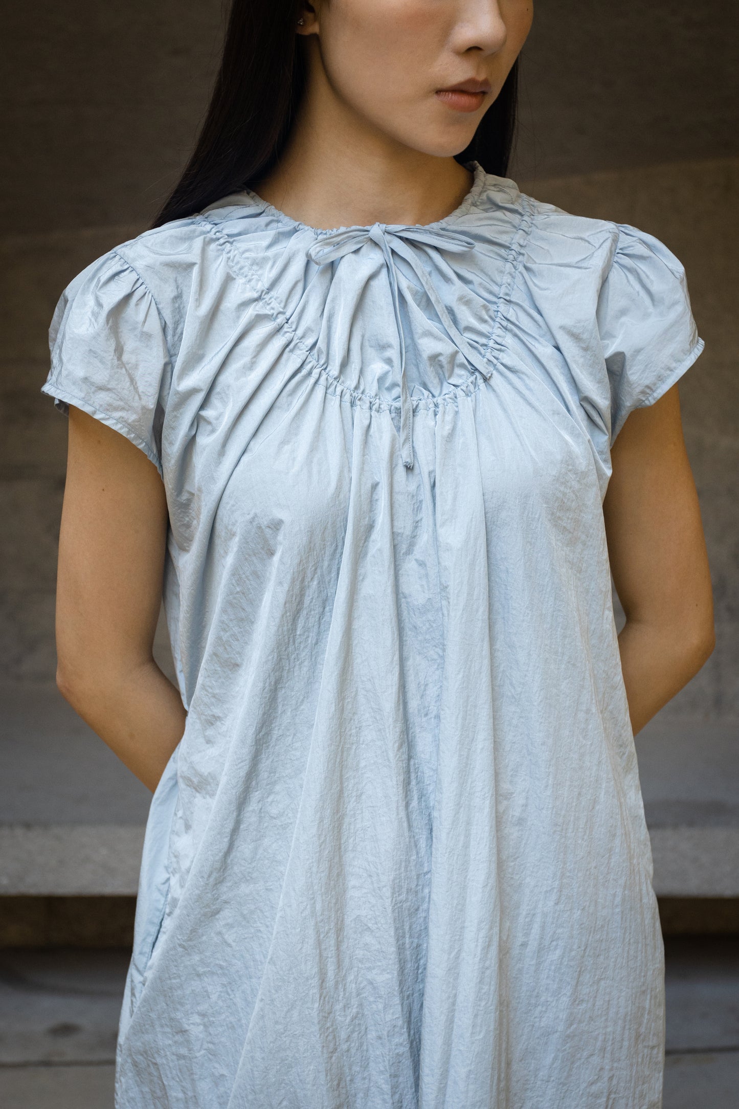 Blue drawstring dress