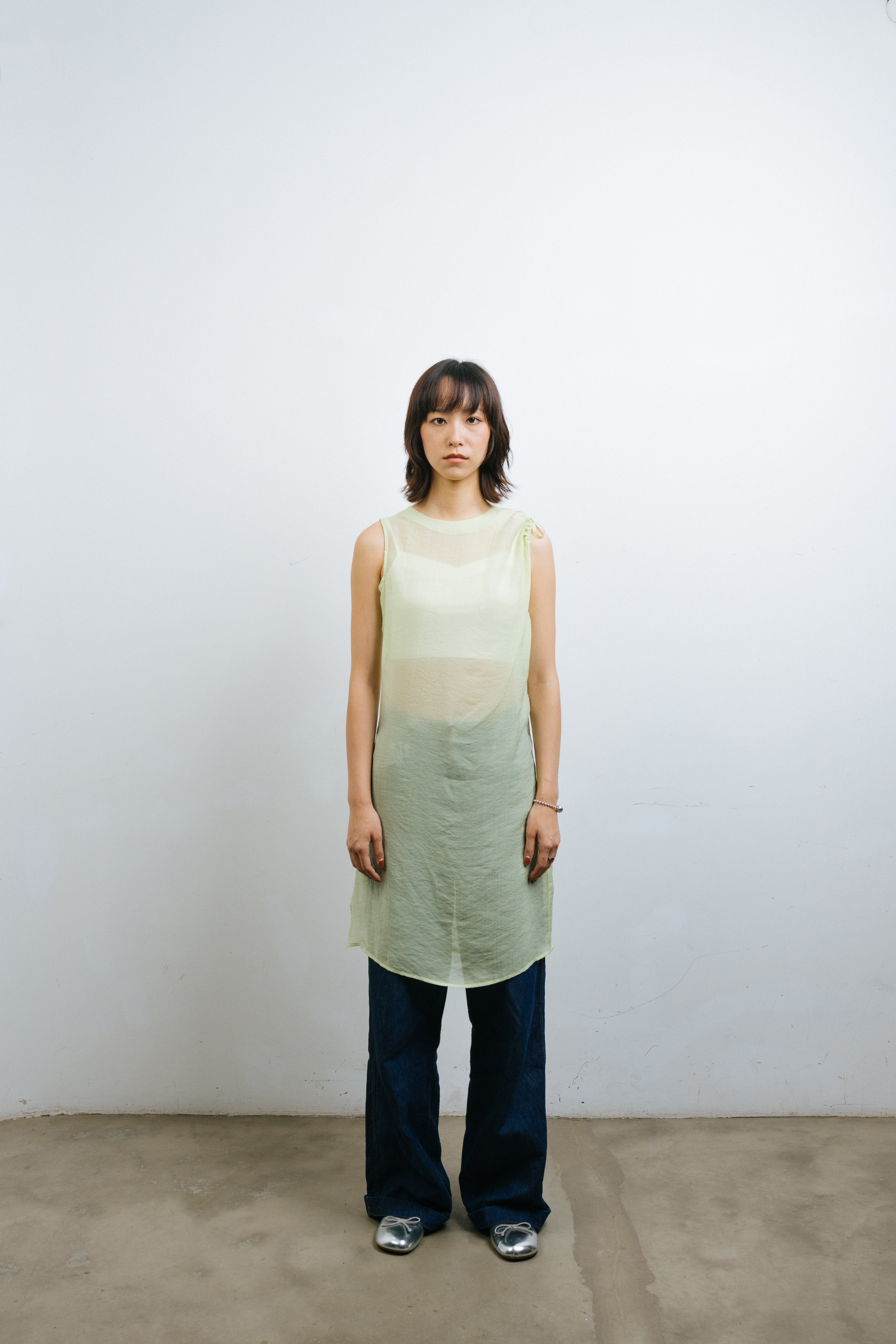 Green Translucent Drawstring Sundress